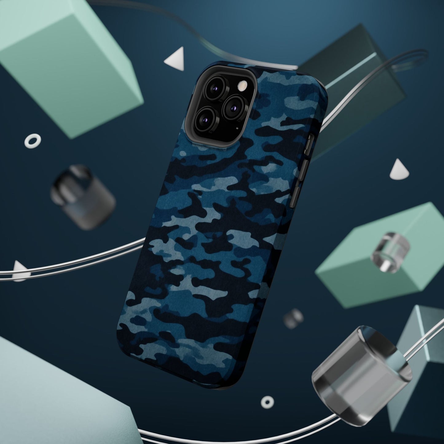 Dark Blue Camouflage – MagSafe iPhone Case with Modern Rugged Style - BOGO Cases