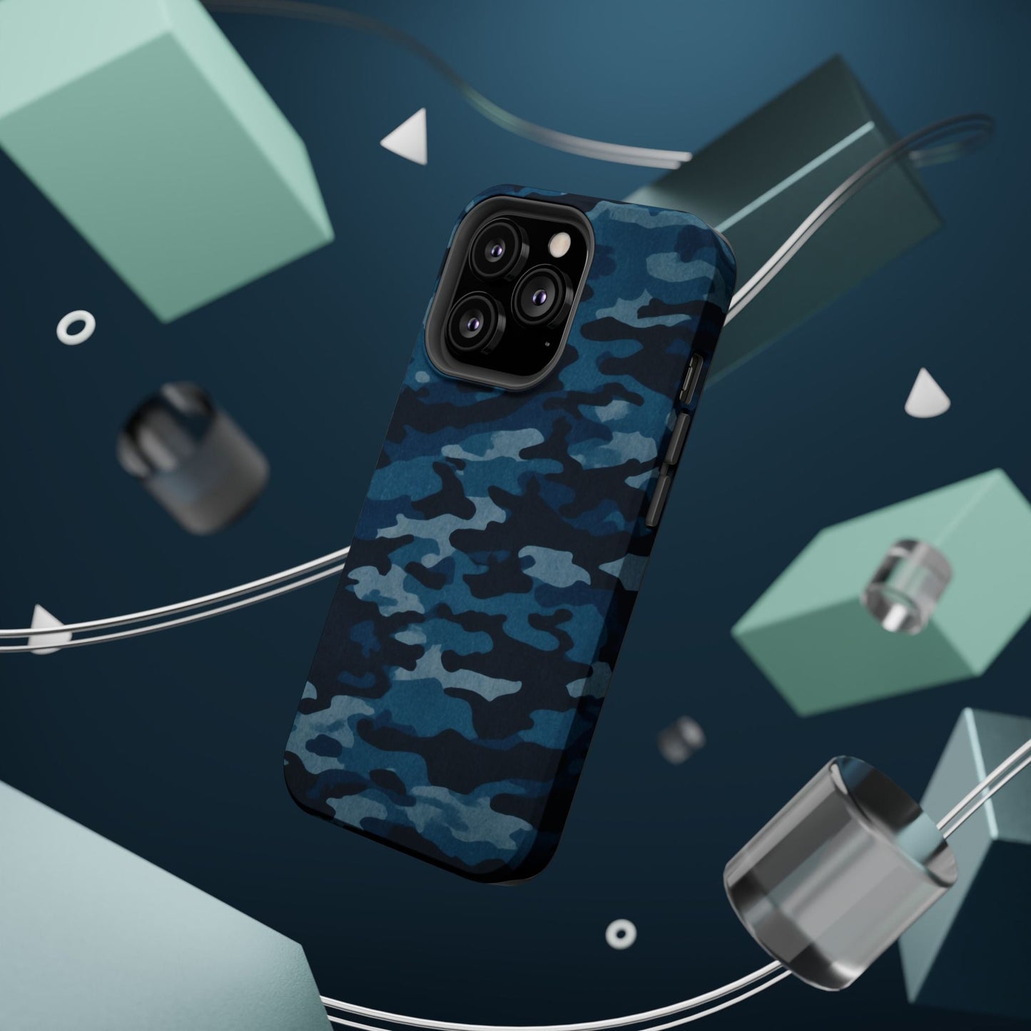 Dark Blue Camouflage – MagSafe iPhone Case with Modern Rugged Style - BOGO Cases