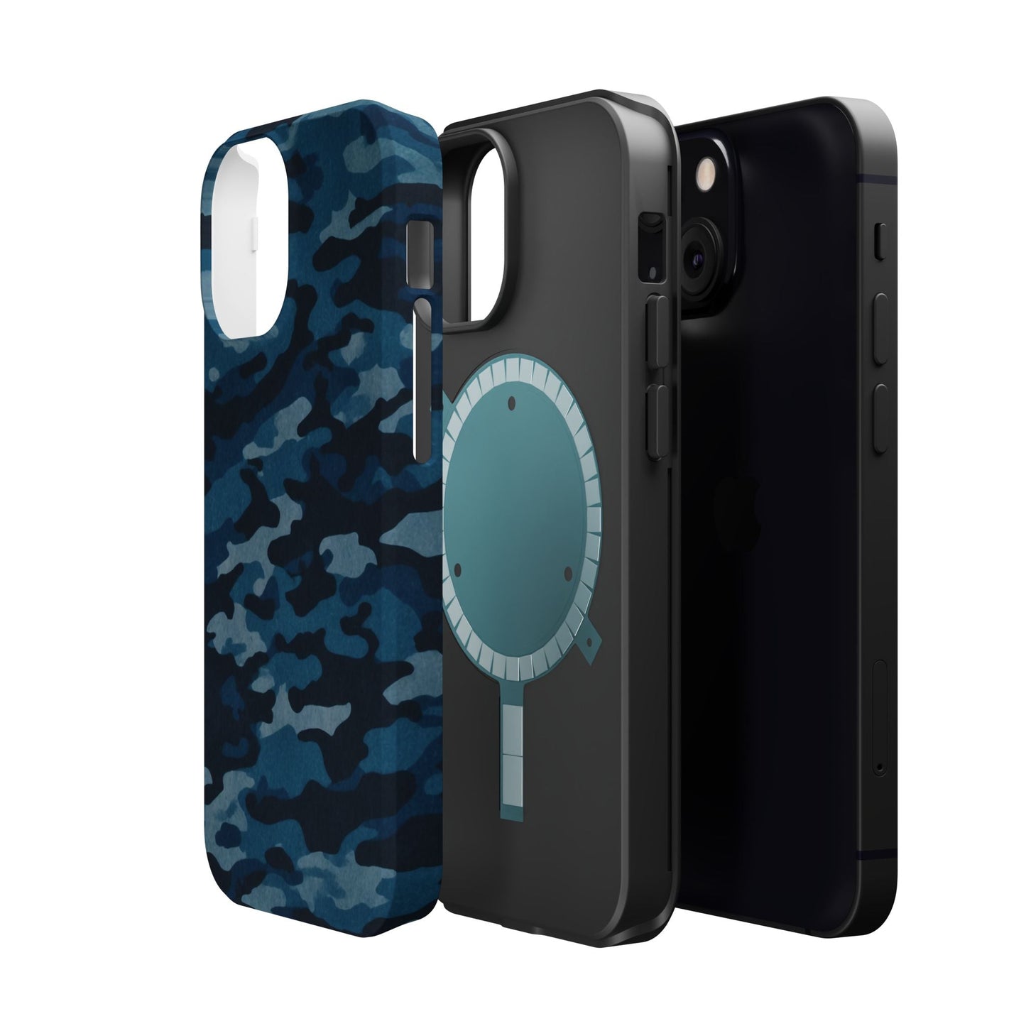 Dark Blue Camouflage – MagSafe iPhone Case with Modern Rugged Style - BOGO Cases