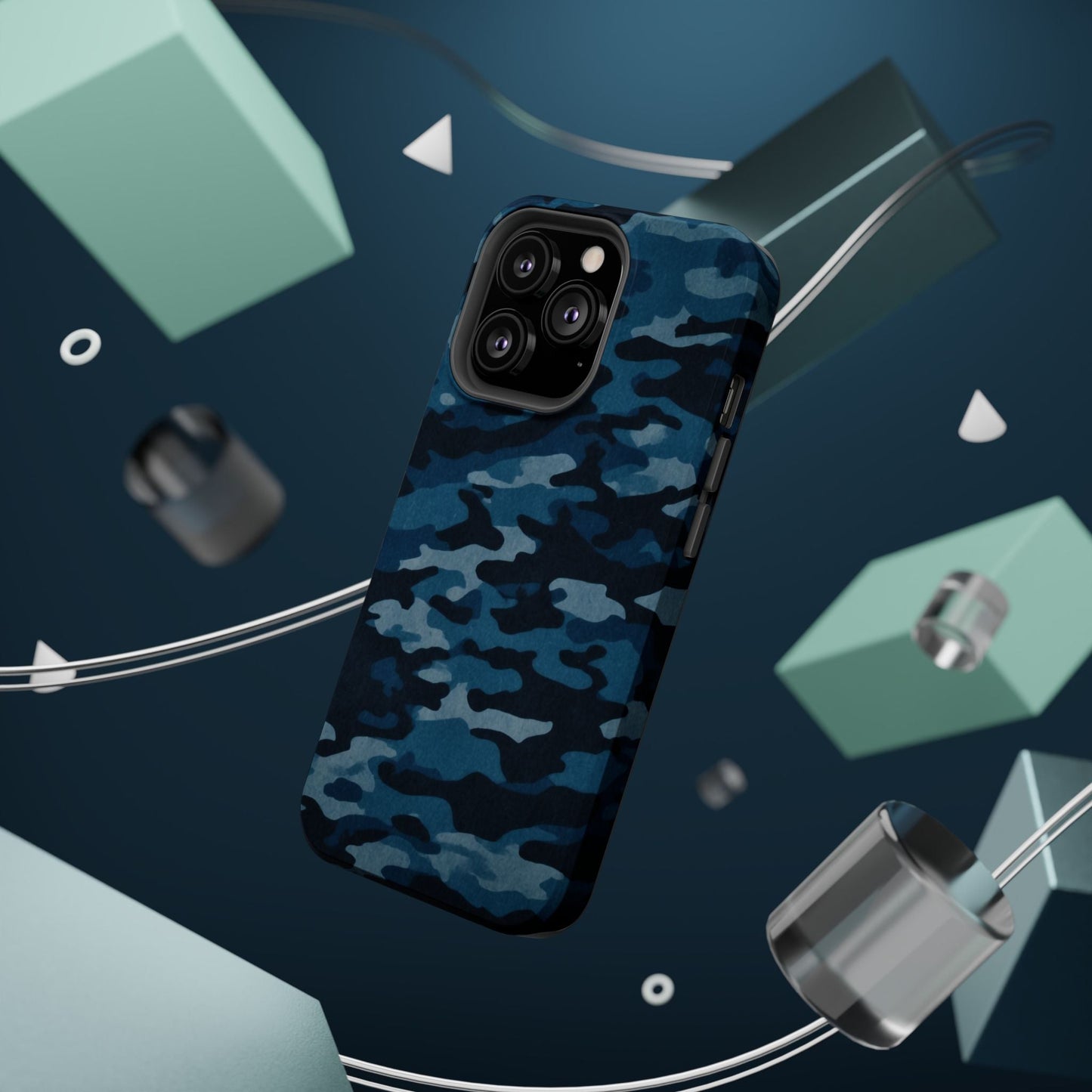 Dark Blue Camouflage – MagSafe iPhone Case with Modern Rugged Style - BOGO Cases