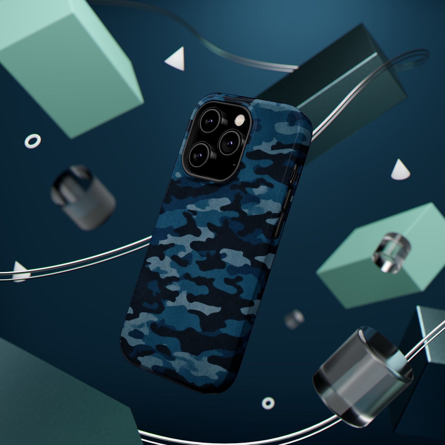 Dark Blue Camouflage – MagSafe iPhone Case with Modern Rugged Style - BOGO Cases