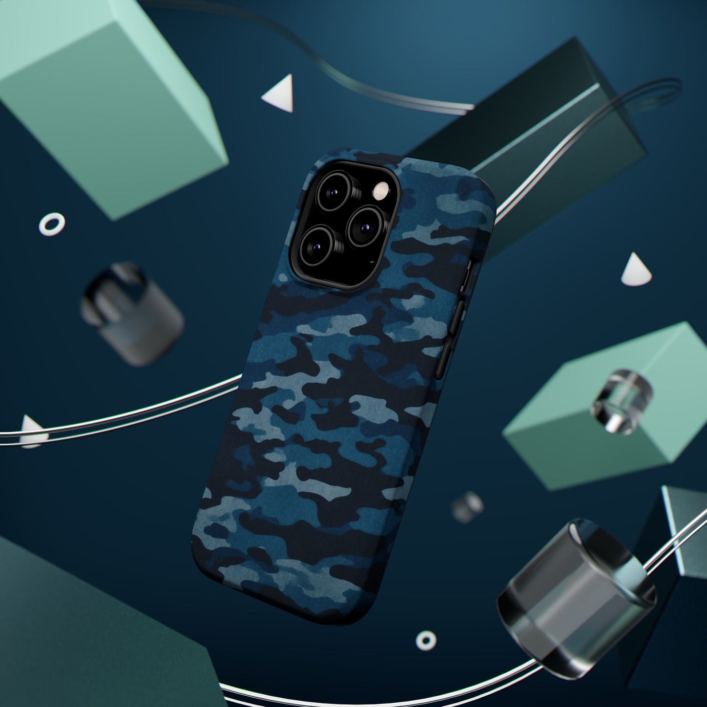 Dark Blue Camouflage – MagSafe iPhone Case with Modern Rugged Style - BOGO Cases