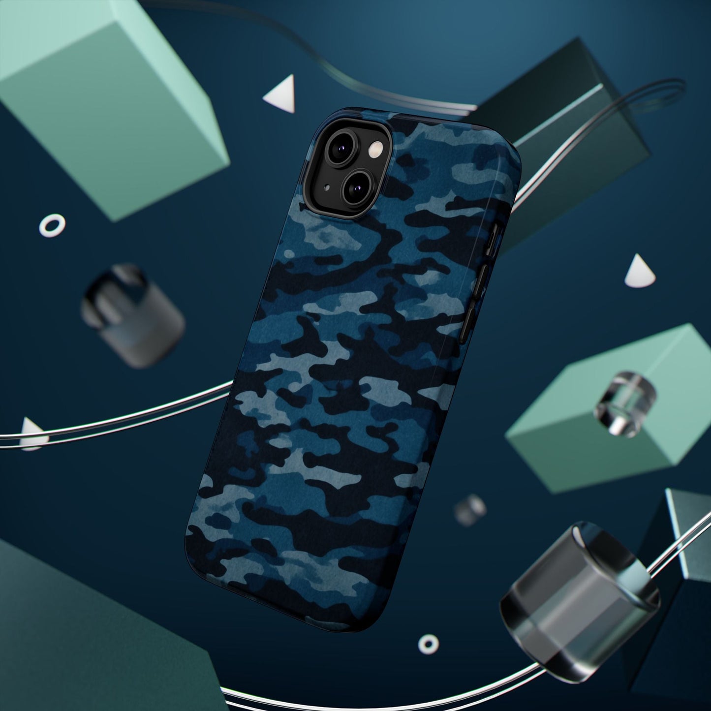 Dark Blue Camouflage – MagSafe iPhone Case with Modern Rugged Style - BOGO Cases