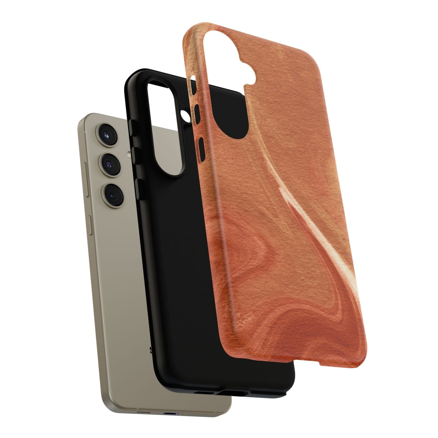 Earthy Terracotta Swirl Samsung Galaxy Case – Warm Marble Texture Design - BOGO Cases