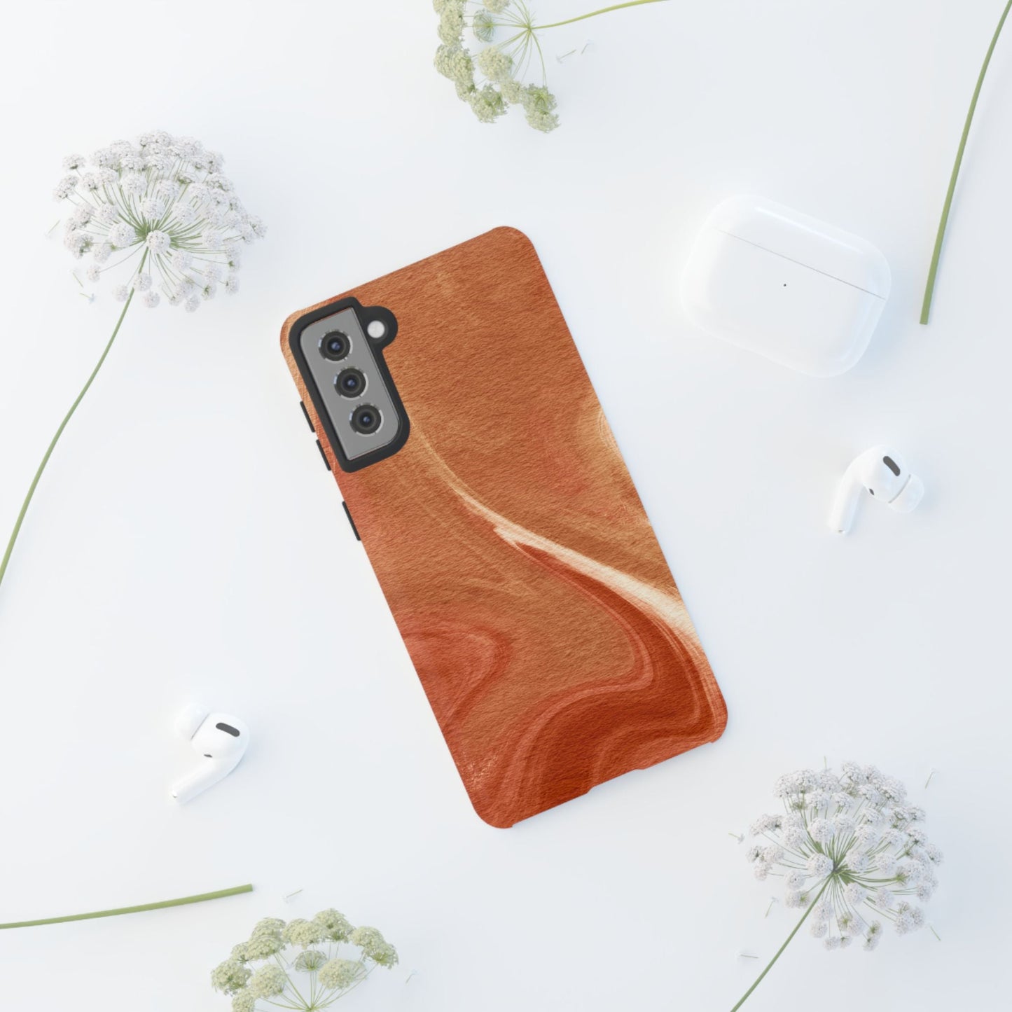 Earthy Terracotta Swirl Samsung Galaxy Case – Warm Marble Texture Design - BOGO Cases