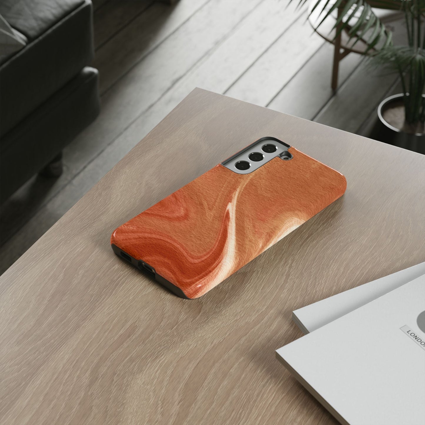 Earthy Terracotta Swirl Samsung Galaxy Case – Warm Marble Texture Design - BOGO Cases