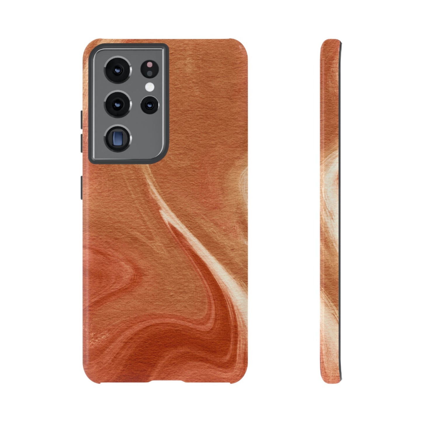 Earthy Terracotta Swirl Samsung Galaxy Case – Warm Marble Texture Design - BOGO Cases