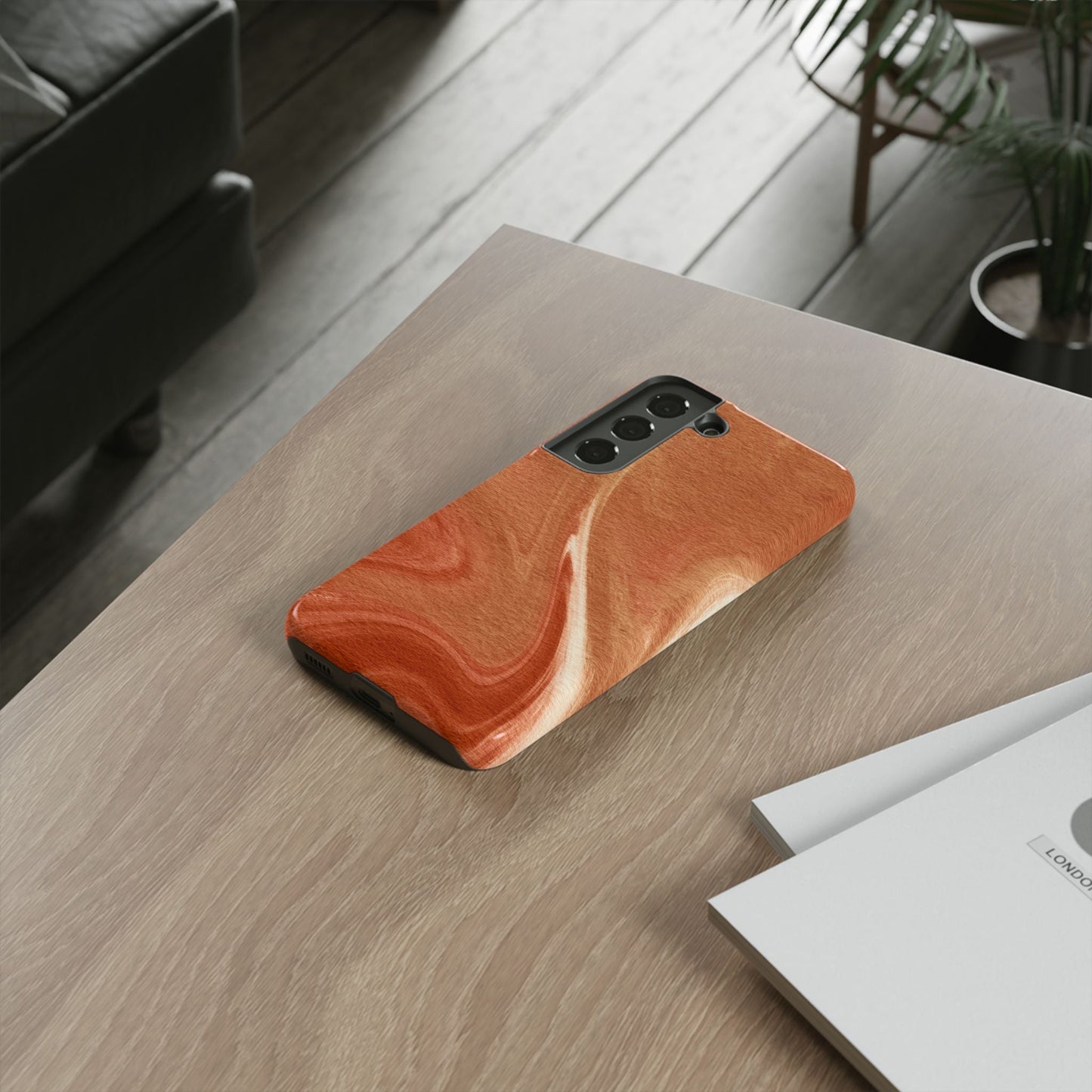 Earthy Terracotta Swirl Samsung Galaxy Case – Warm Marble Texture Design - BOGO Cases