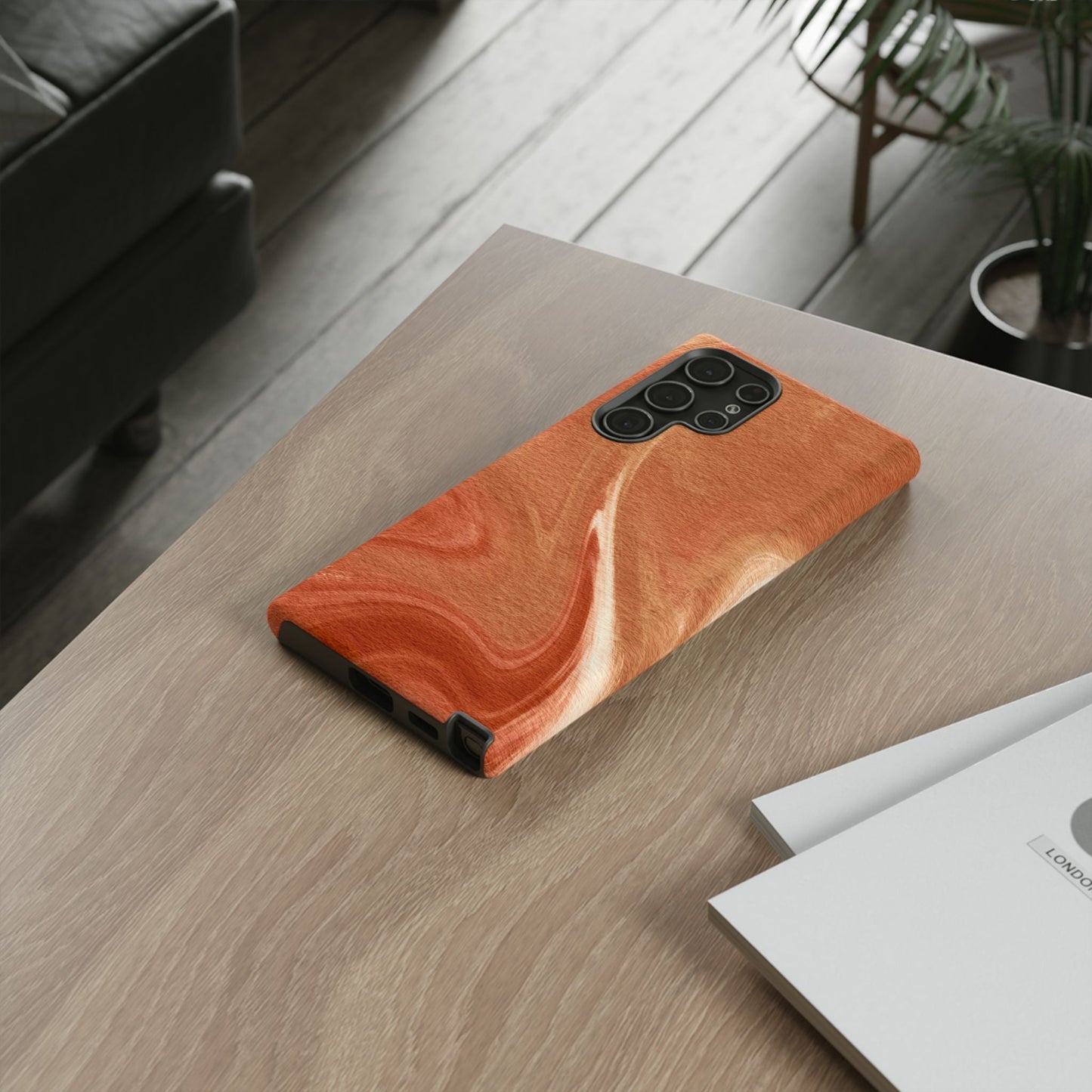 Earthy Terracotta Swirl Samsung Galaxy Case – Warm Marble Texture Design - BOGO Cases