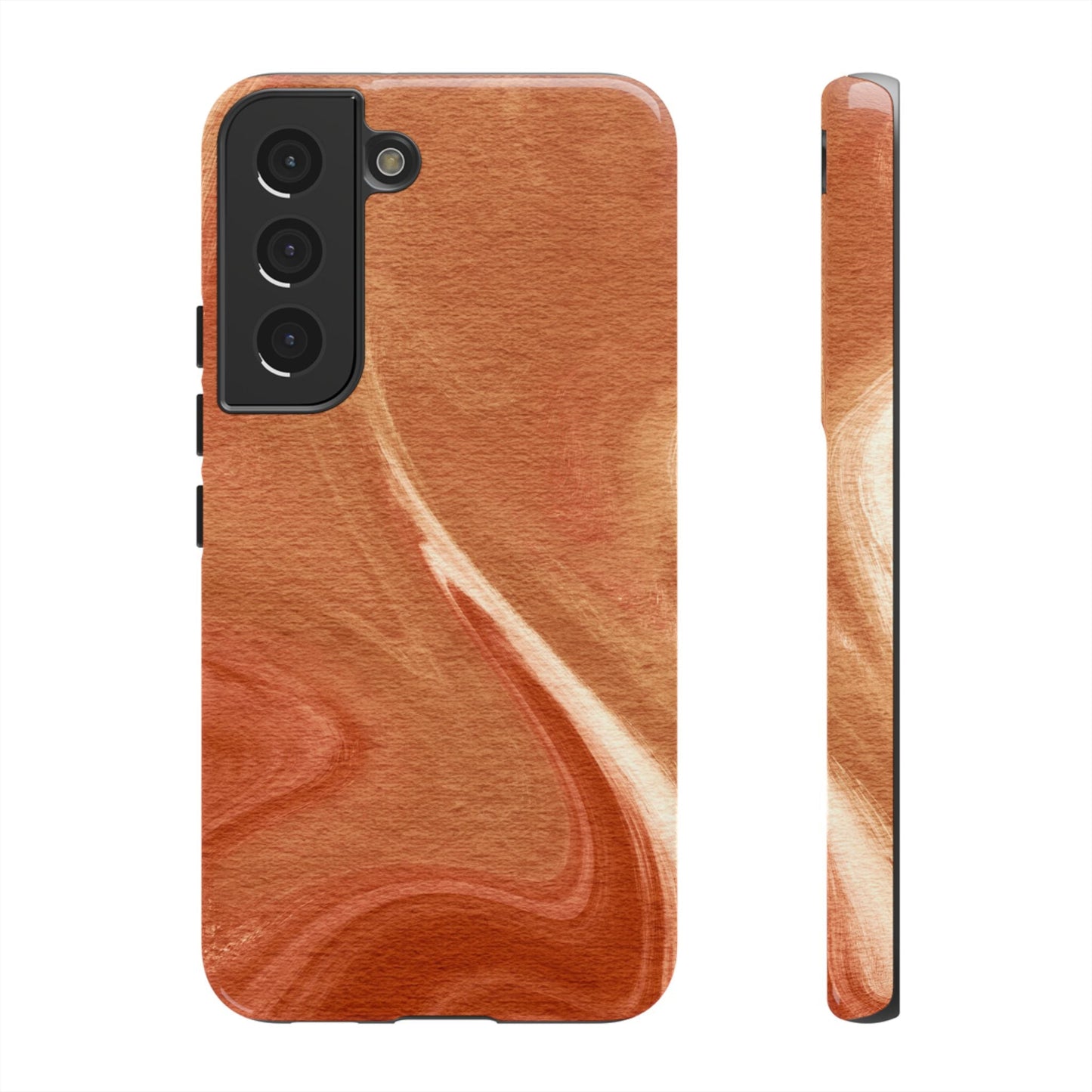 Earthy Terracotta Swirl Samsung Galaxy Case – Warm Marble Texture Design - BOGO Cases