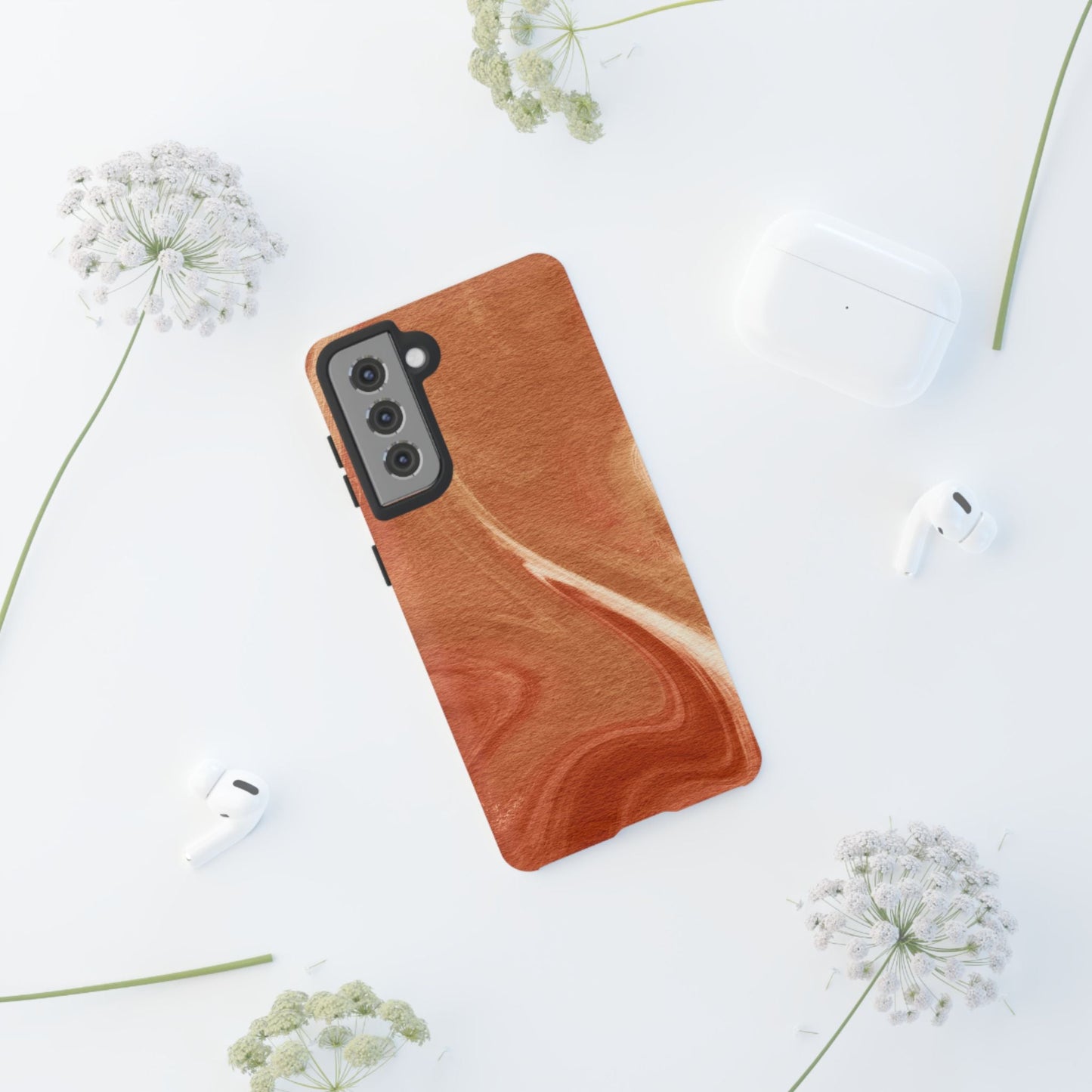 Earthy Terracotta Swirl Samsung Galaxy Case – Warm Marble Texture Design - BOGO Cases