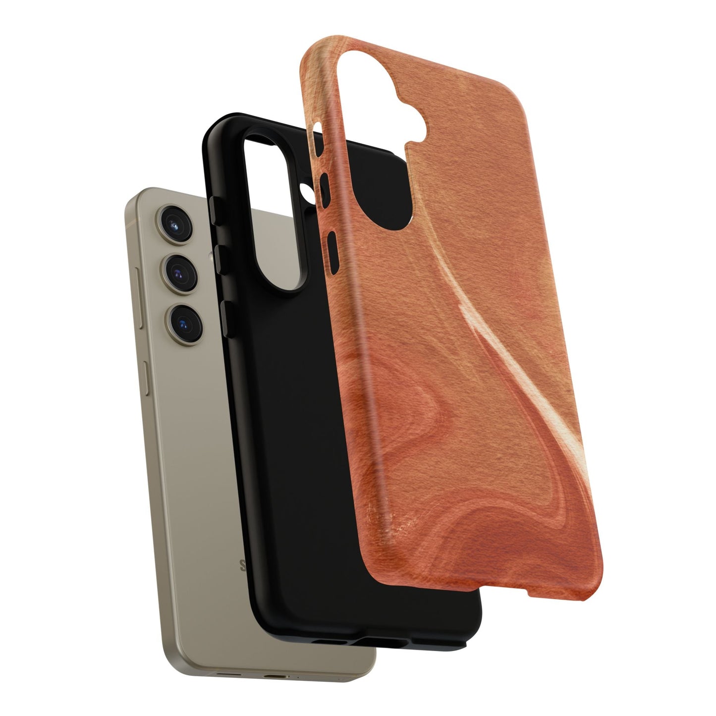 Earthy Terracotta Swirl Samsung Galaxy Case – Warm Marble Texture Design - BOGO Cases