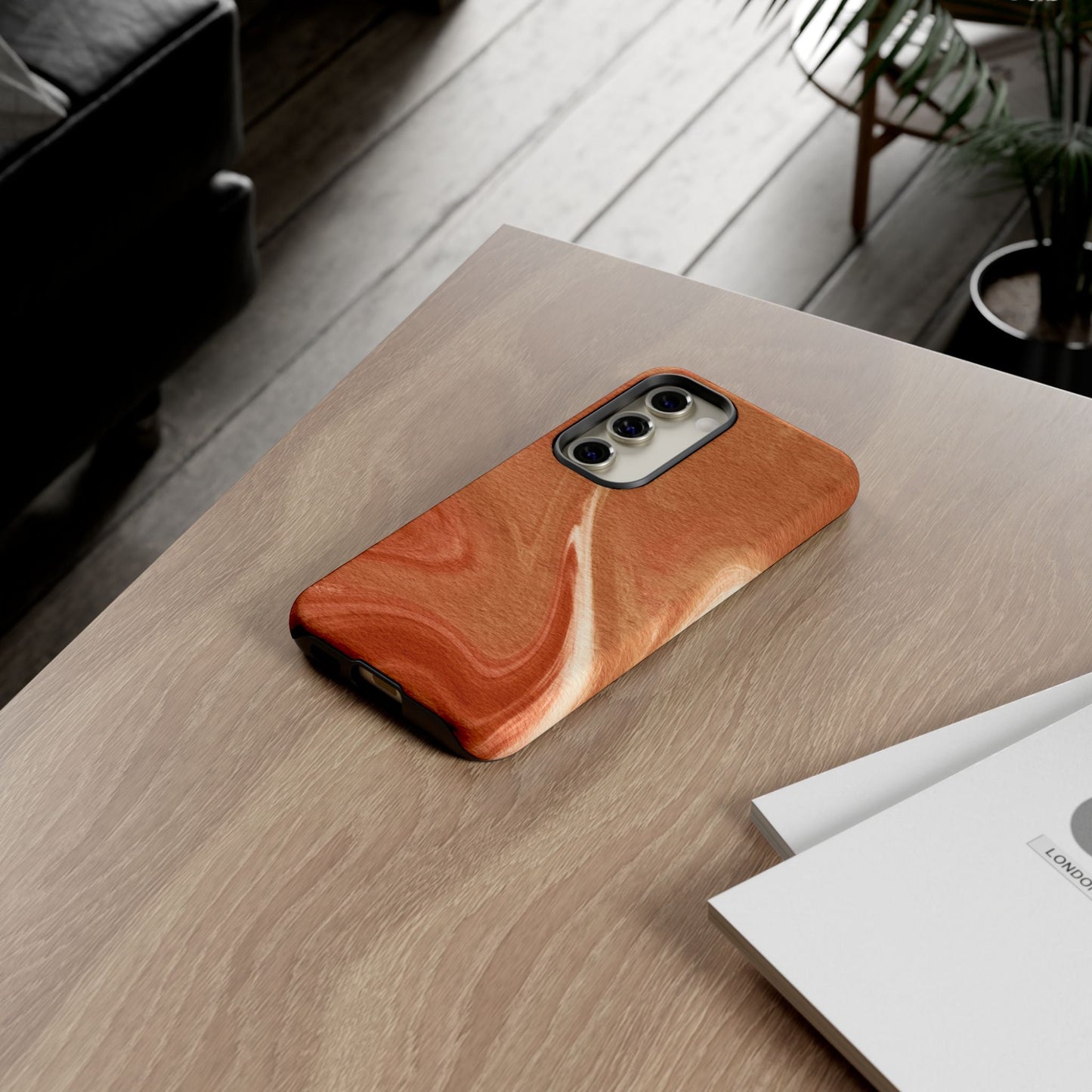 Earthy Terracotta Swirl Samsung Galaxy Case – Warm Marble Texture Design - BOGO Cases
