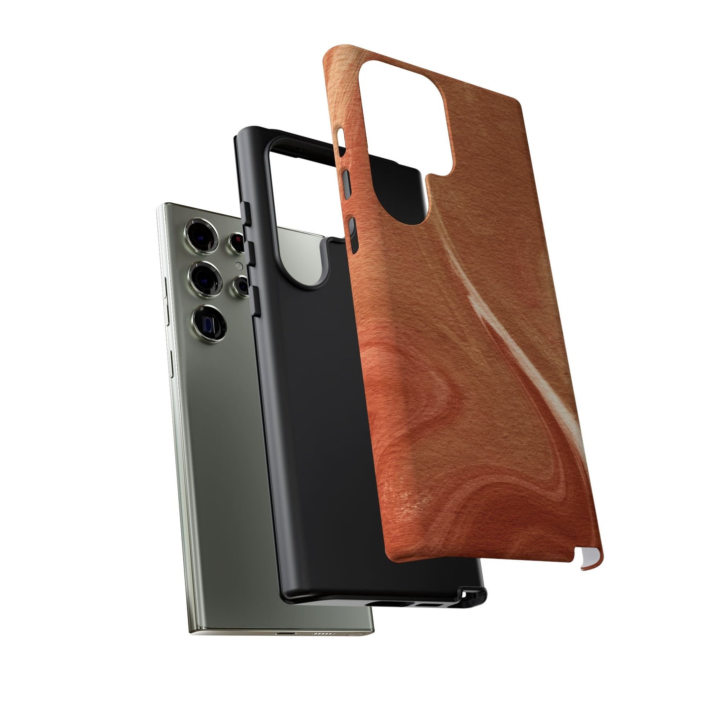 Earthy Terracotta Swirl Samsung Galaxy Case – Warm Marble Texture Design - BOGO Cases