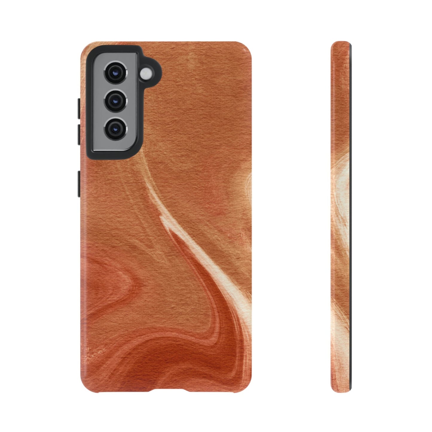 Earthy Terracotta Swirl Samsung Galaxy Case – Warm Marble Texture Design - BOGO Cases