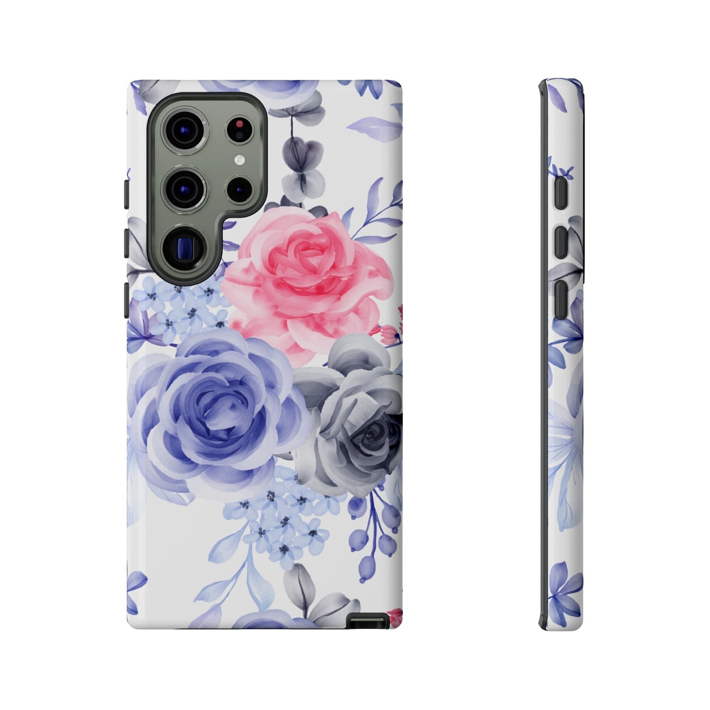 Elegant Blue Floral Watercolor Design – Samsung Galaxy Case - BOGO Cases
