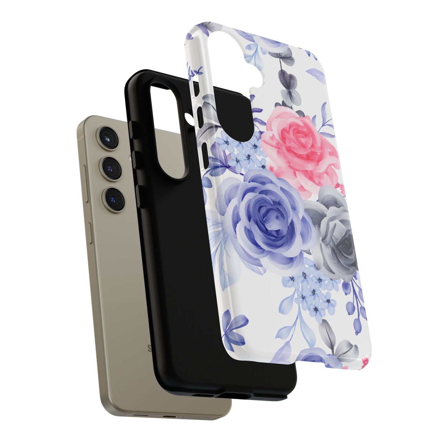 Elegant Blue Floral Watercolor Design – Samsung Galaxy Case - BOGO Cases