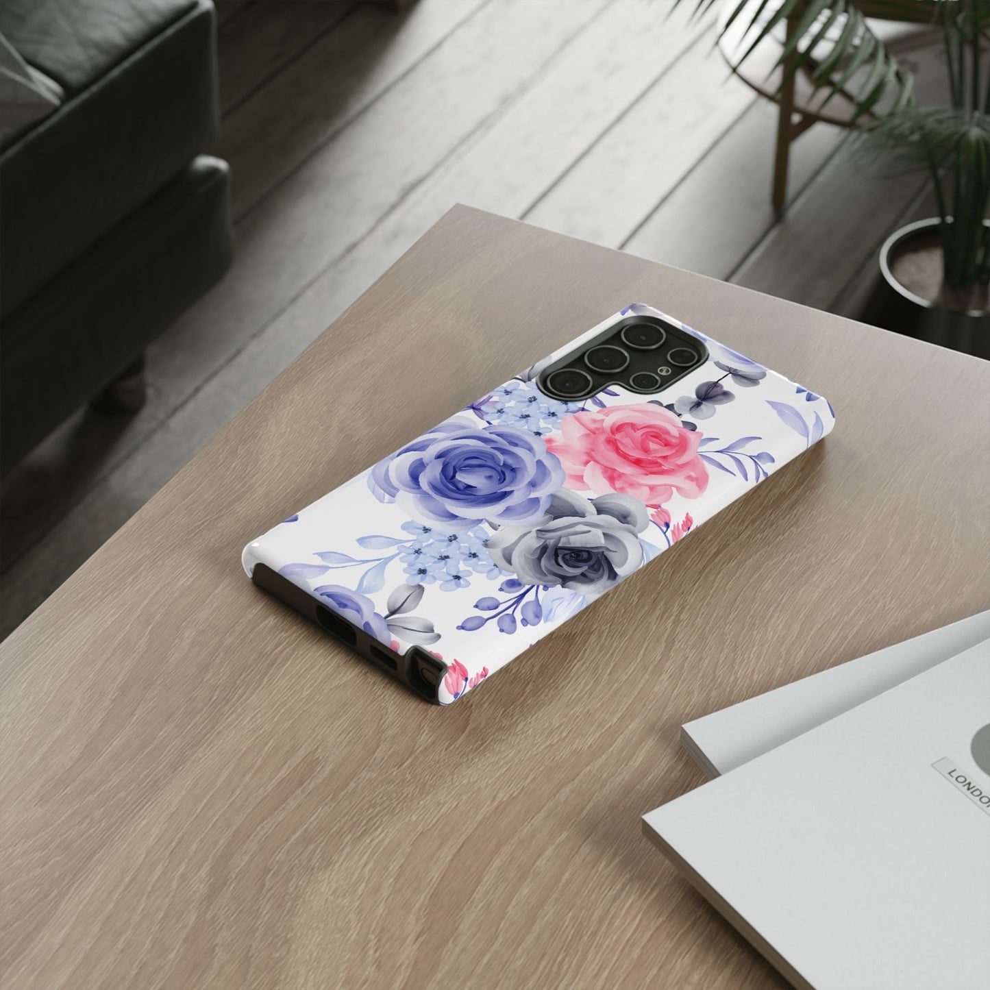 Elegant Blue Floral Watercolor Design – Samsung Galaxy Case - BOGO Cases