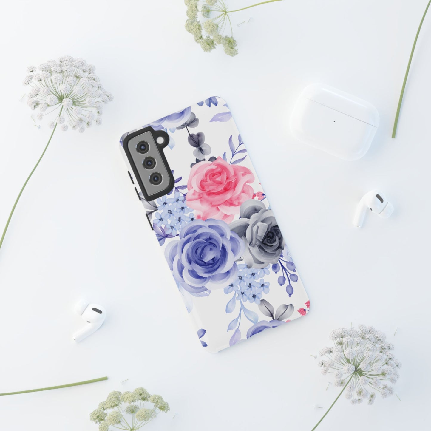 Elegant Blue Floral Watercolor Design – Samsung Galaxy Case - BOGO Cases