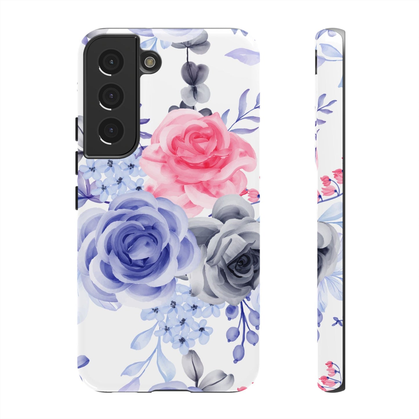 Elegant Blue Floral Watercolor Design – Samsung Galaxy Case - BOGO Cases