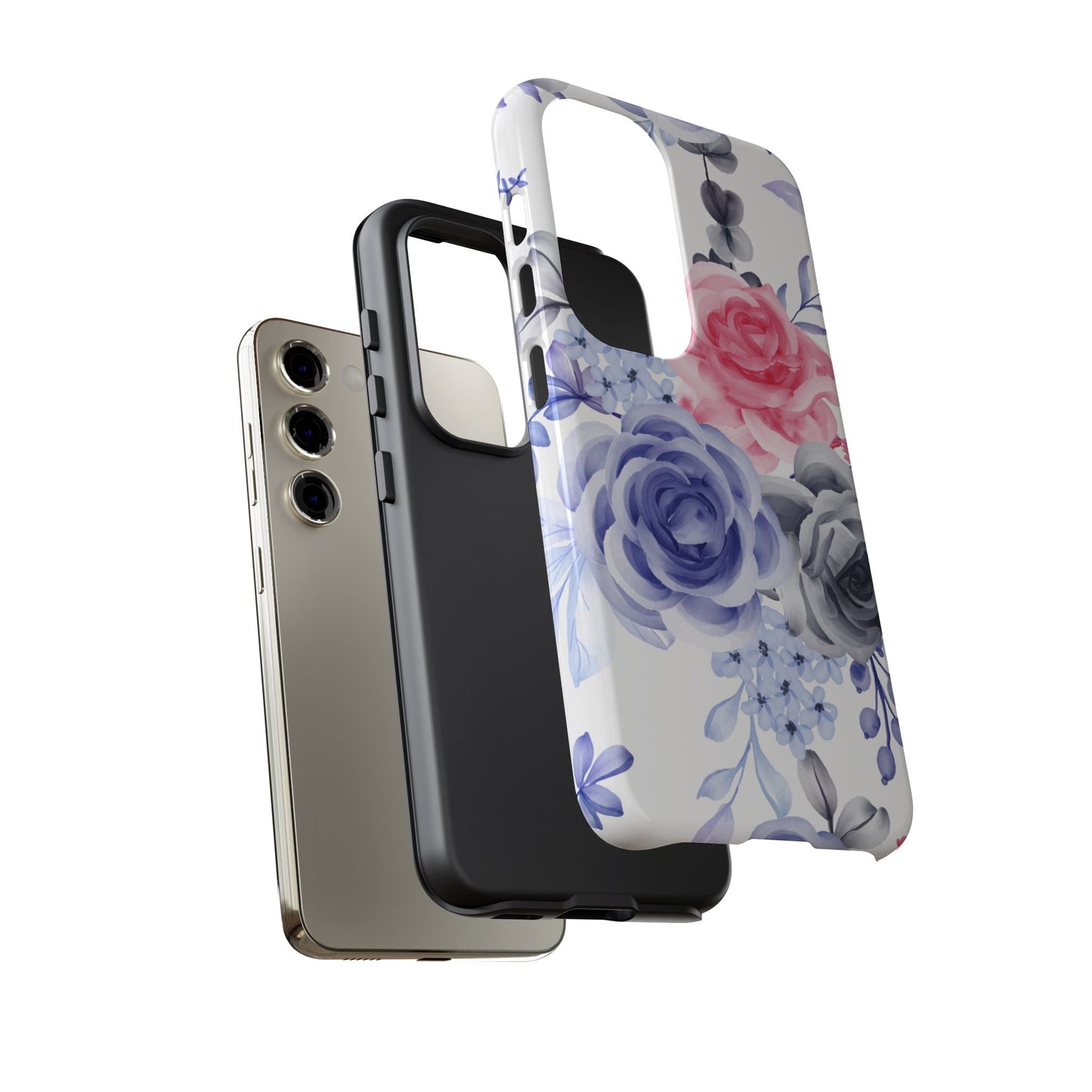 Elegant Blue Floral Watercolor Design – Samsung Galaxy Case - BOGO Cases