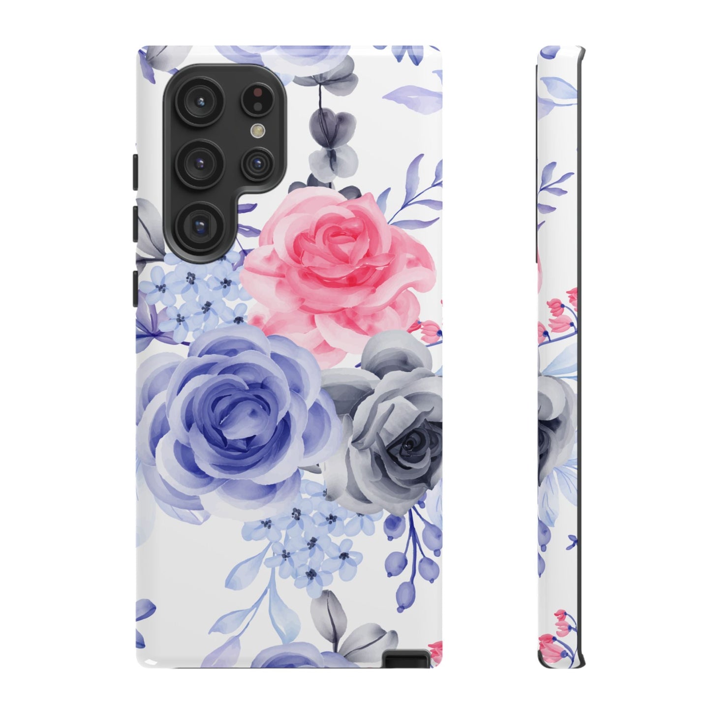 Elegant Blue Floral Watercolor Design – Samsung Galaxy Case - BOGO Cases