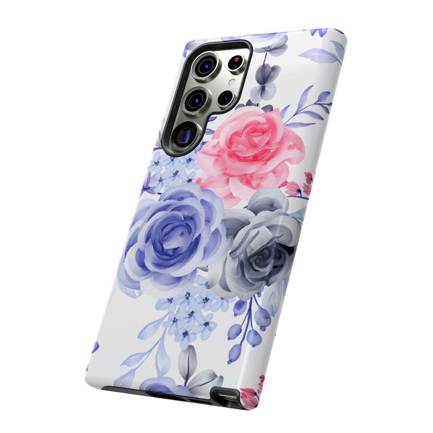 Elegant Blue Floral Watercolor Design – Samsung Galaxy Case - BOGO Cases