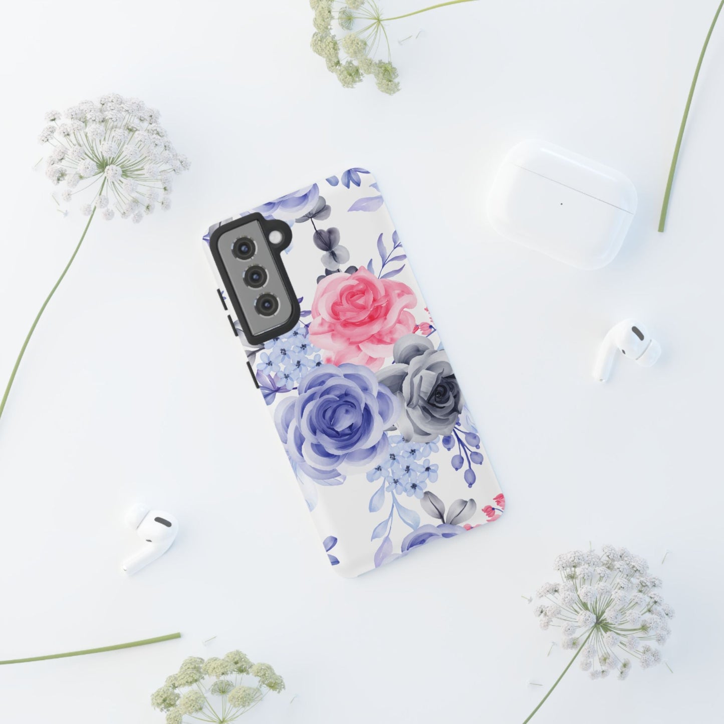 Elegant Blue Floral Watercolor Design – Samsung Galaxy Case - BOGO Cases
