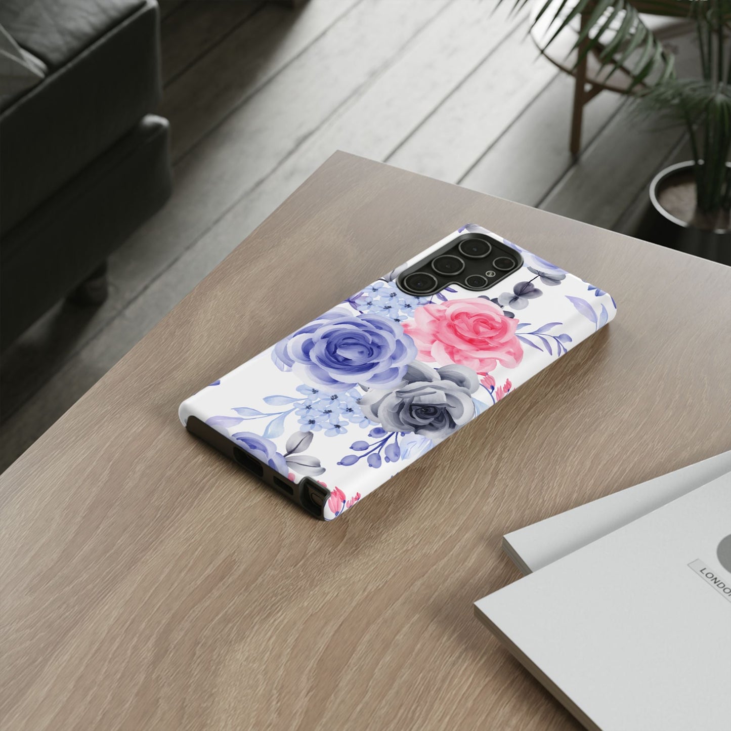 Elegant Blue Floral Watercolor Design – Samsung Galaxy Case - BOGO Cases