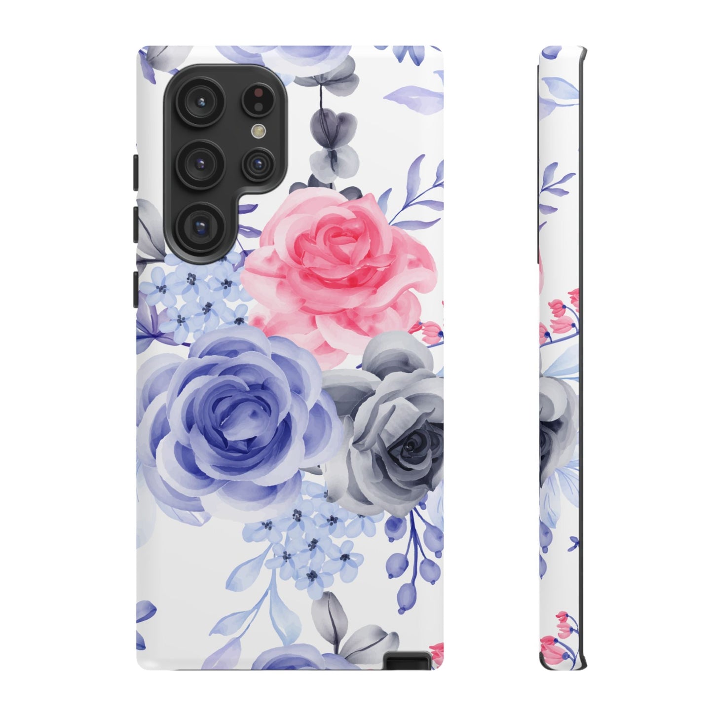 Elegant Blue Floral Watercolor Design – Samsung Galaxy Case - BOGO Cases
