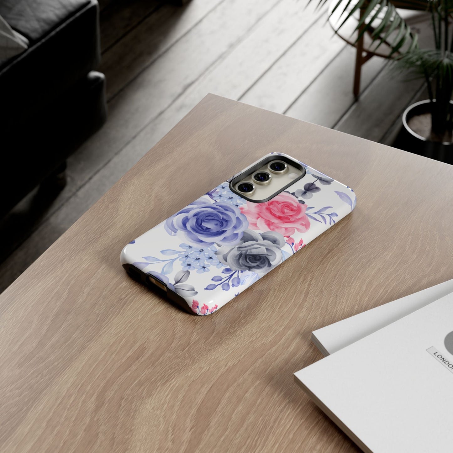 Elegant Blue Floral Watercolor Design – Samsung Galaxy Case - BOGO Cases