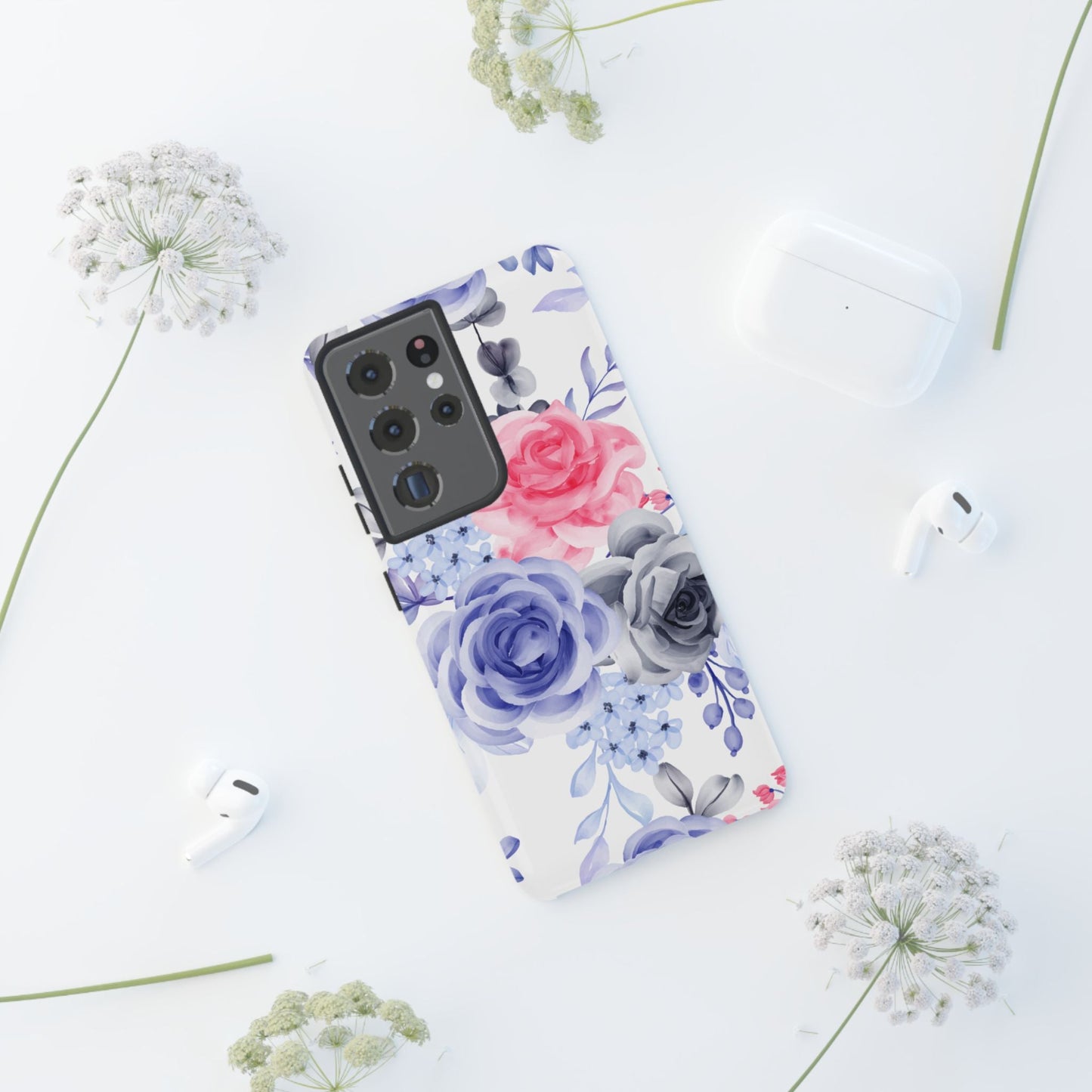 Elegant Blue Floral Watercolor Design – Samsung Galaxy Case - BOGO Cases