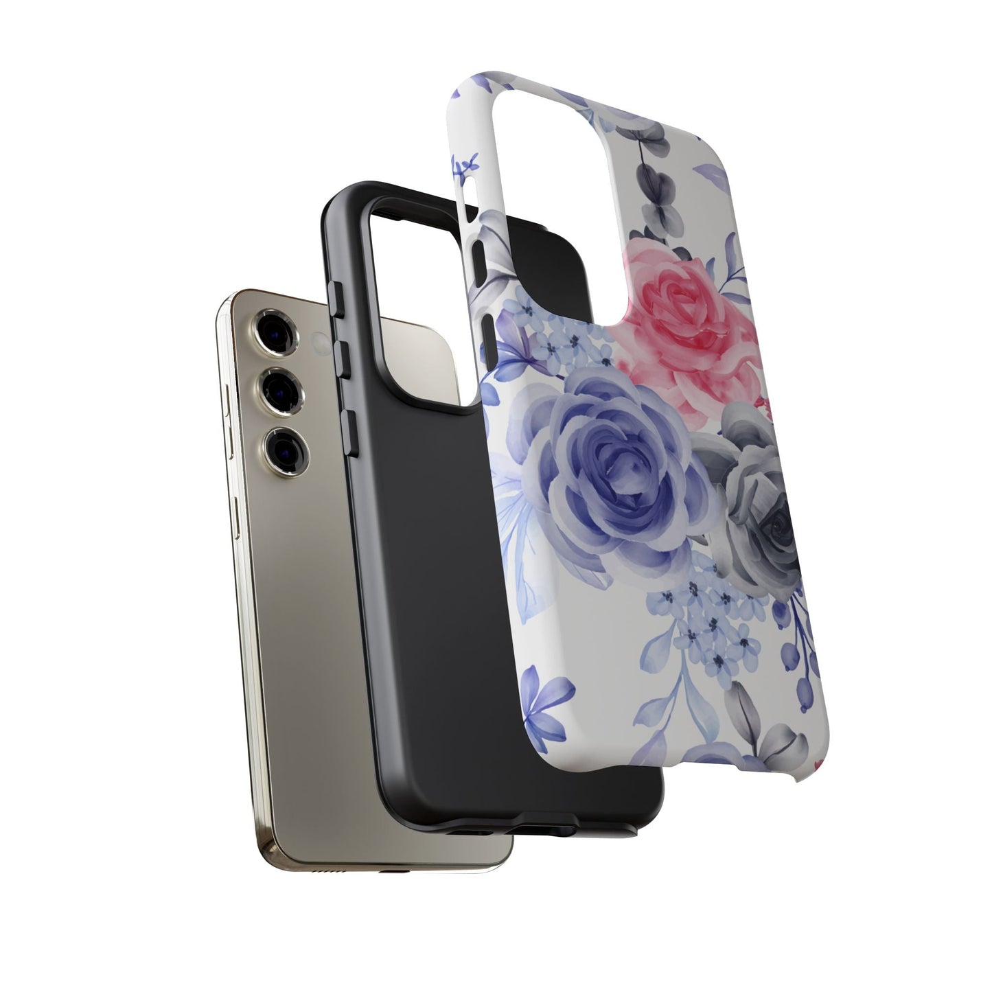Elegant Blue Floral Watercolor Design – Samsung Galaxy Case - BOGO Cases