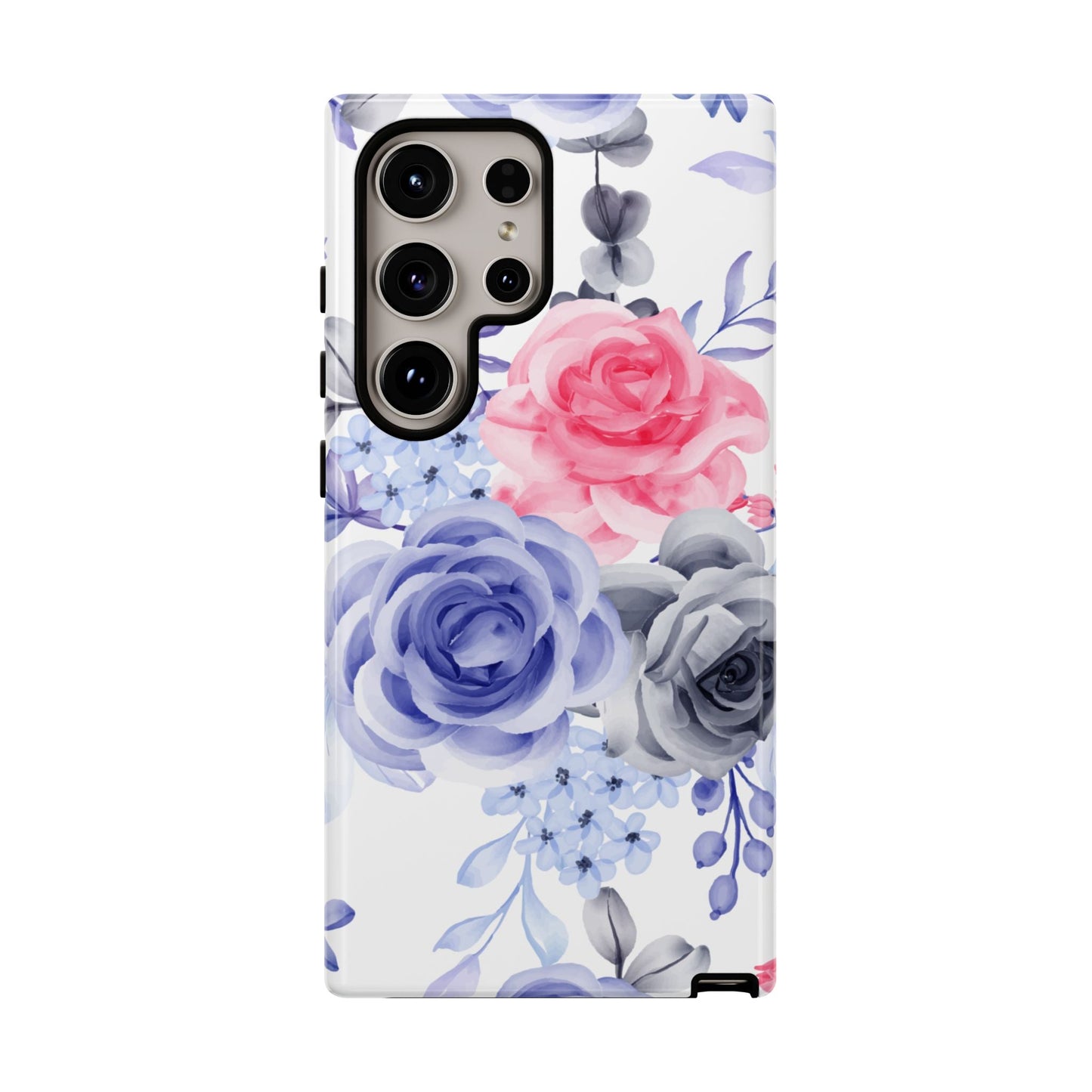 Elegant Blue Floral Watercolor Design – Samsung Galaxy Case - BOGO Cases