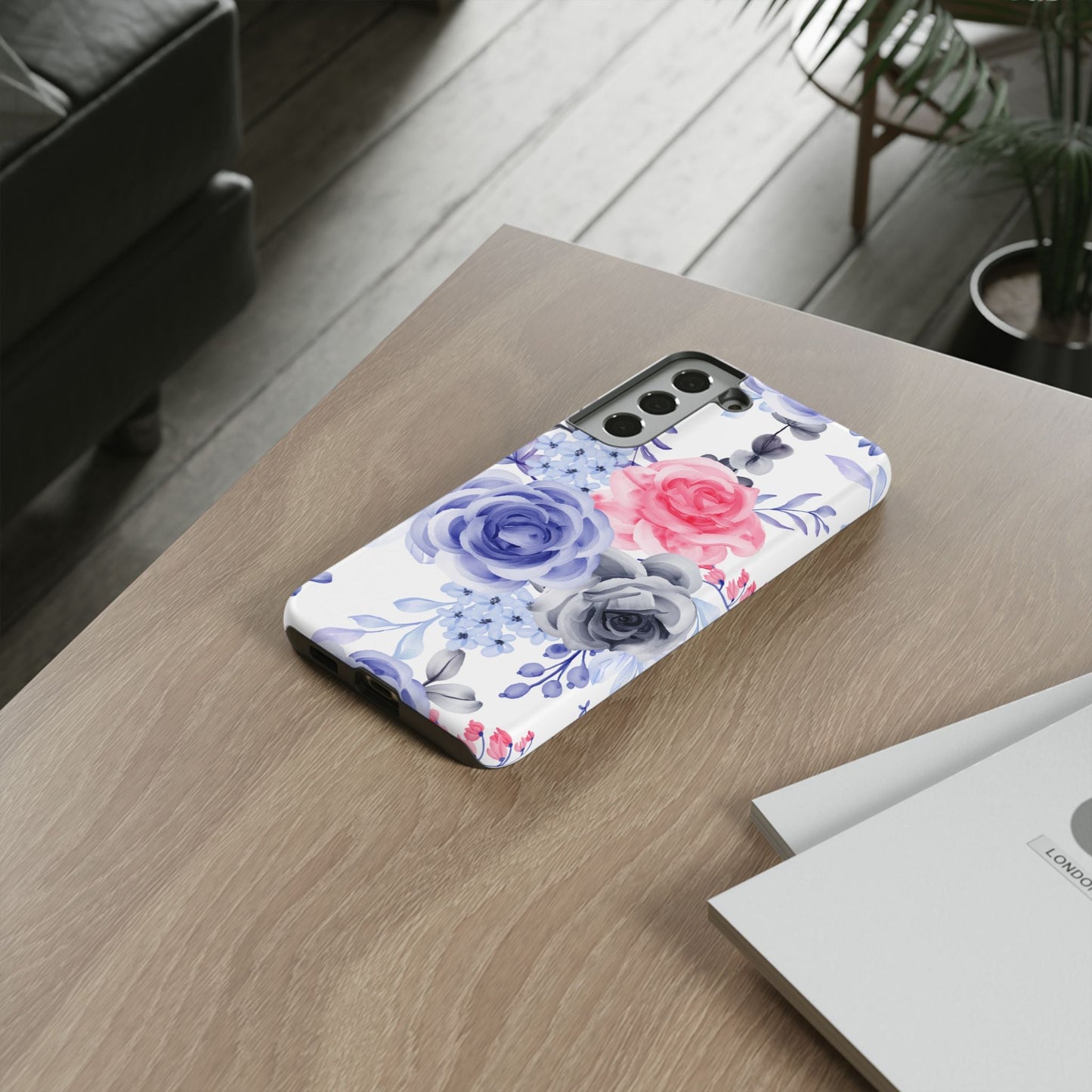 Elegant Blue Floral Watercolor Design – Samsung Galaxy Case - BOGO Cases
