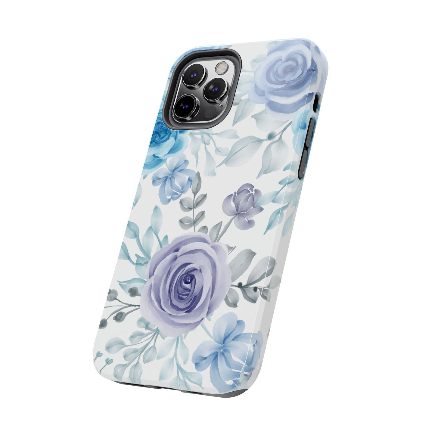 Elegant Blue & Violet Roses iPhone Case – Luxurious Floral Design for Chic Device Protection - BOGO Cases
