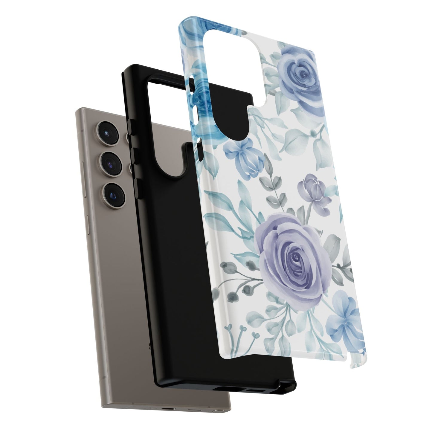 Elegant Blue & Violet Roses Samsung Galaxy Case – Artistic Floral Design for Stylish Protection - BOGO Cases