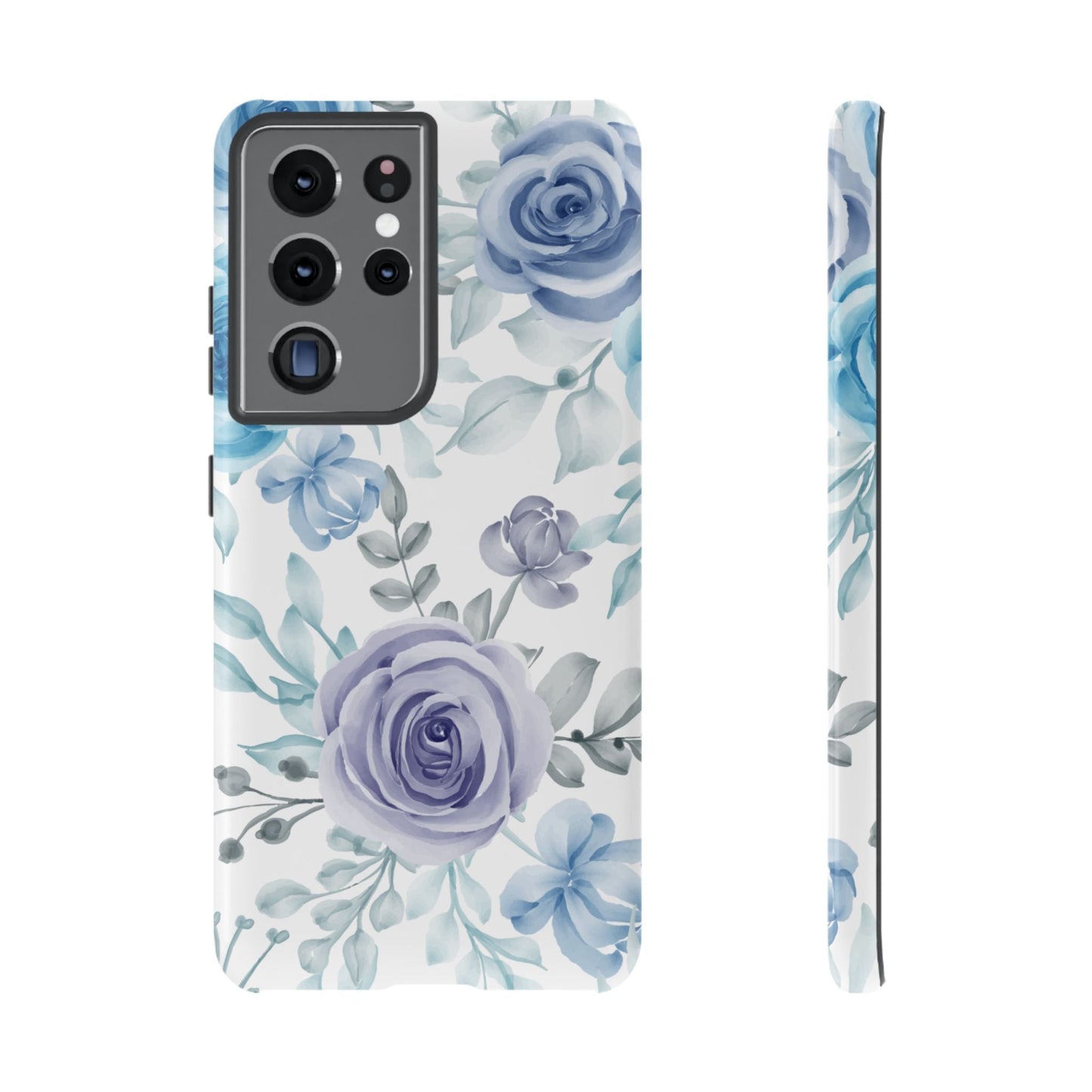 Elegant Blue & Violet Roses Samsung Galaxy Case – Artistic Floral Design for Stylish Protection - BOGO Cases