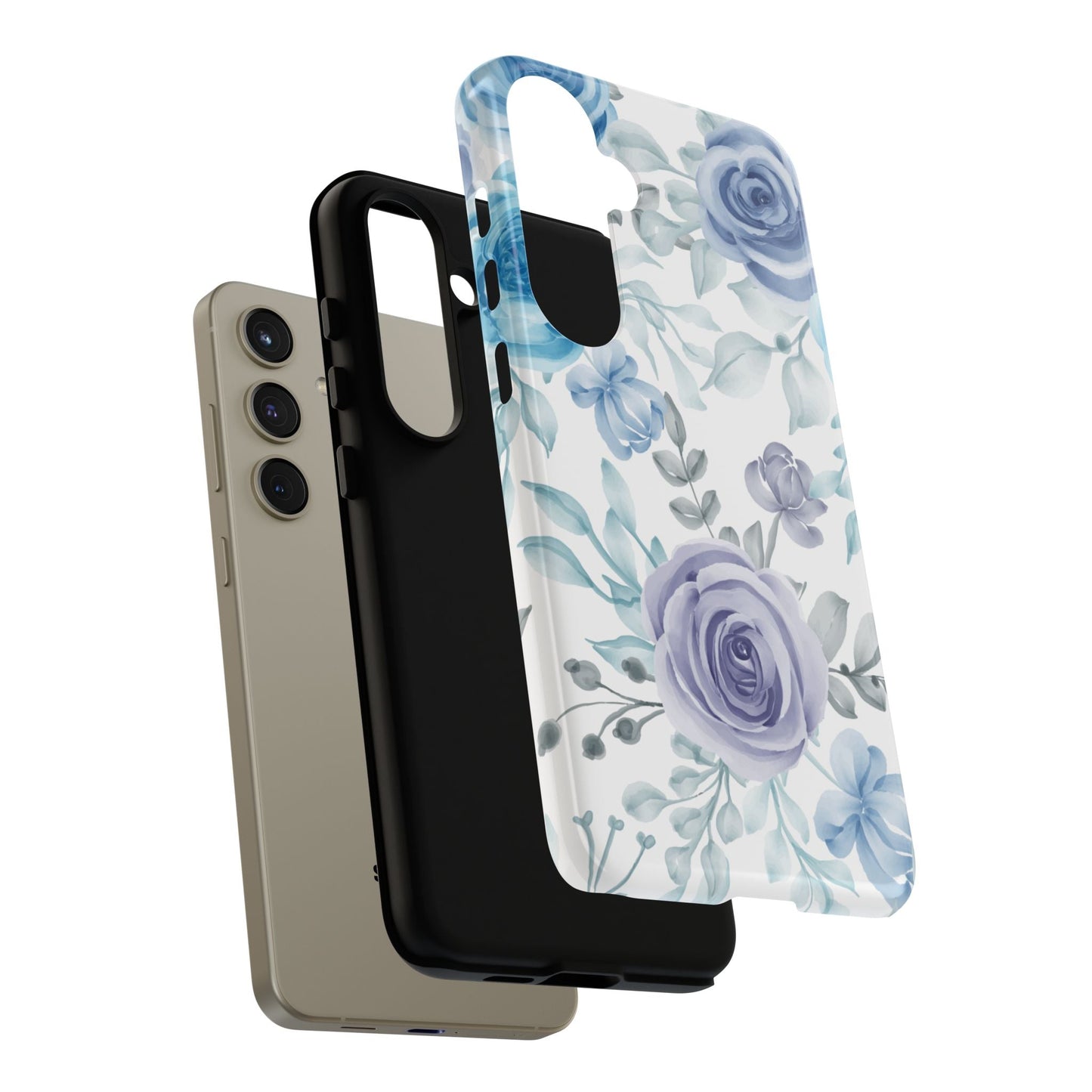 Elegant Blue & Violet Roses Samsung Galaxy Case – Artistic Floral Design for Stylish Protection - BOGO Cases