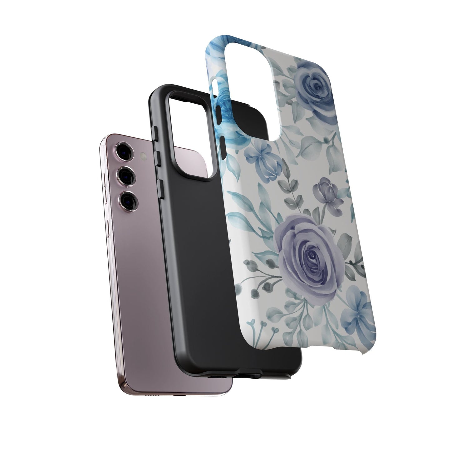 Elegant Blue & Violet Roses Samsung Galaxy Case – Artistic Floral Design for Stylish Protection - BOGO Cases