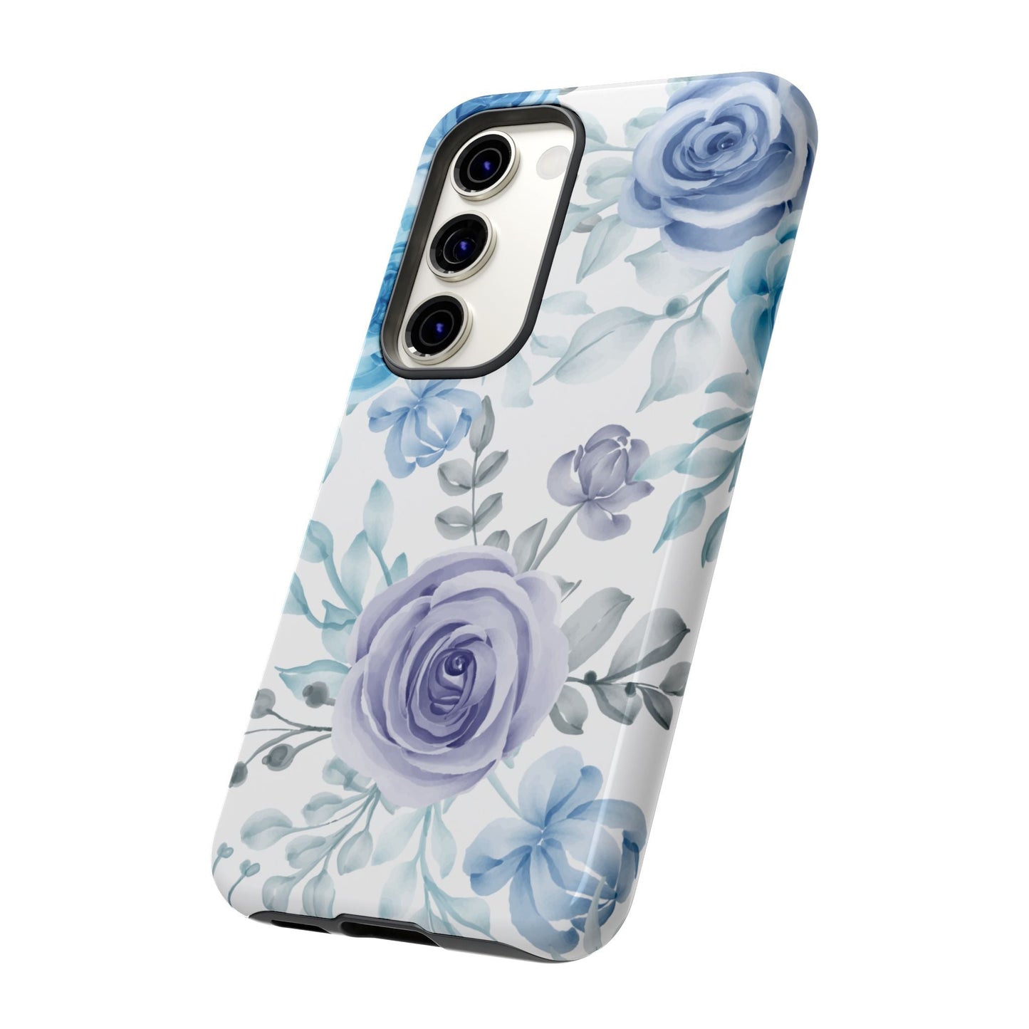 Elegant Blue & Violet Roses Samsung Galaxy Case – Artistic Floral Design for Stylish Protection - BOGO Cases