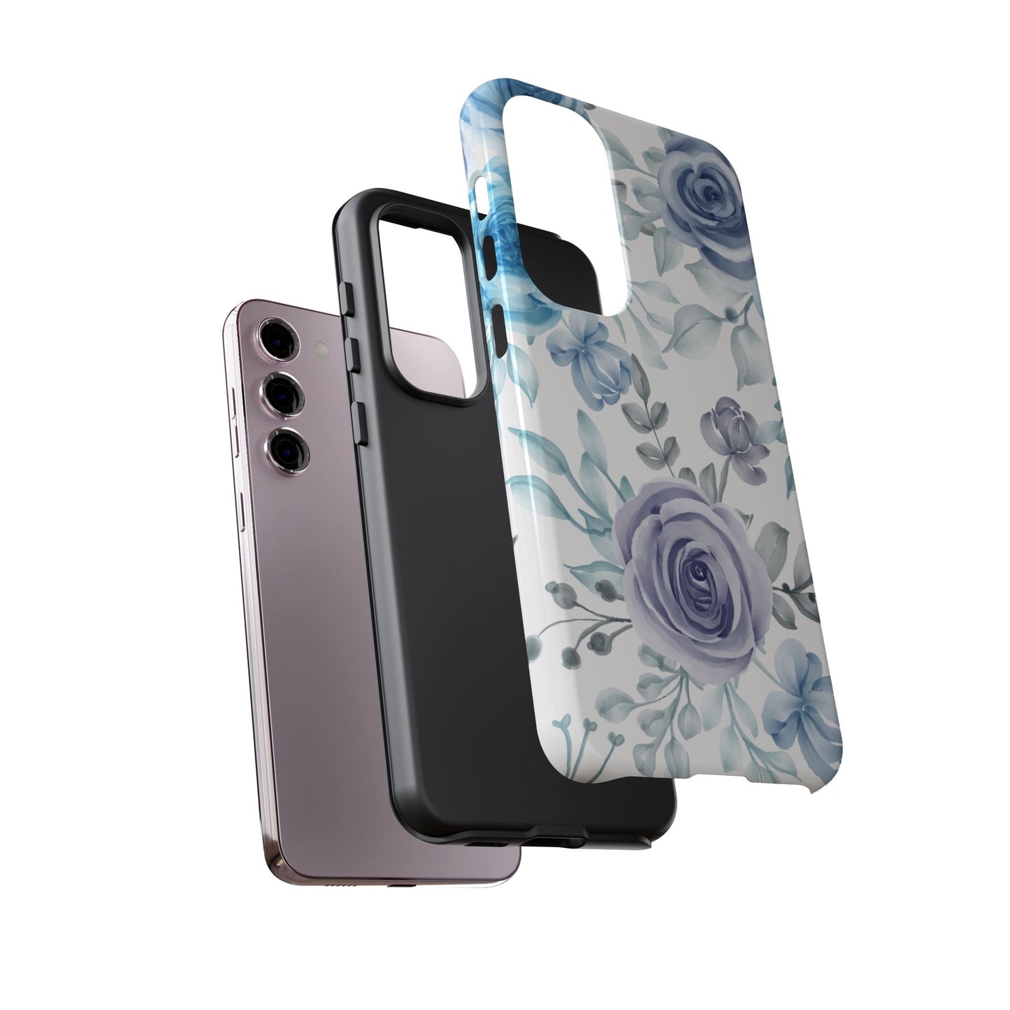 Elegant Blue & Violet Roses Samsung Galaxy Case – Artistic Floral Design for Stylish Protection - BOGO Cases