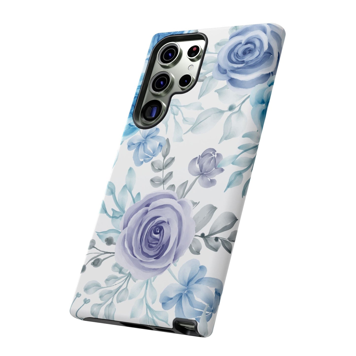 Elegant Blue & Violet Roses Samsung Galaxy Case – Artistic Floral Design for Stylish Protection - BOGO Cases