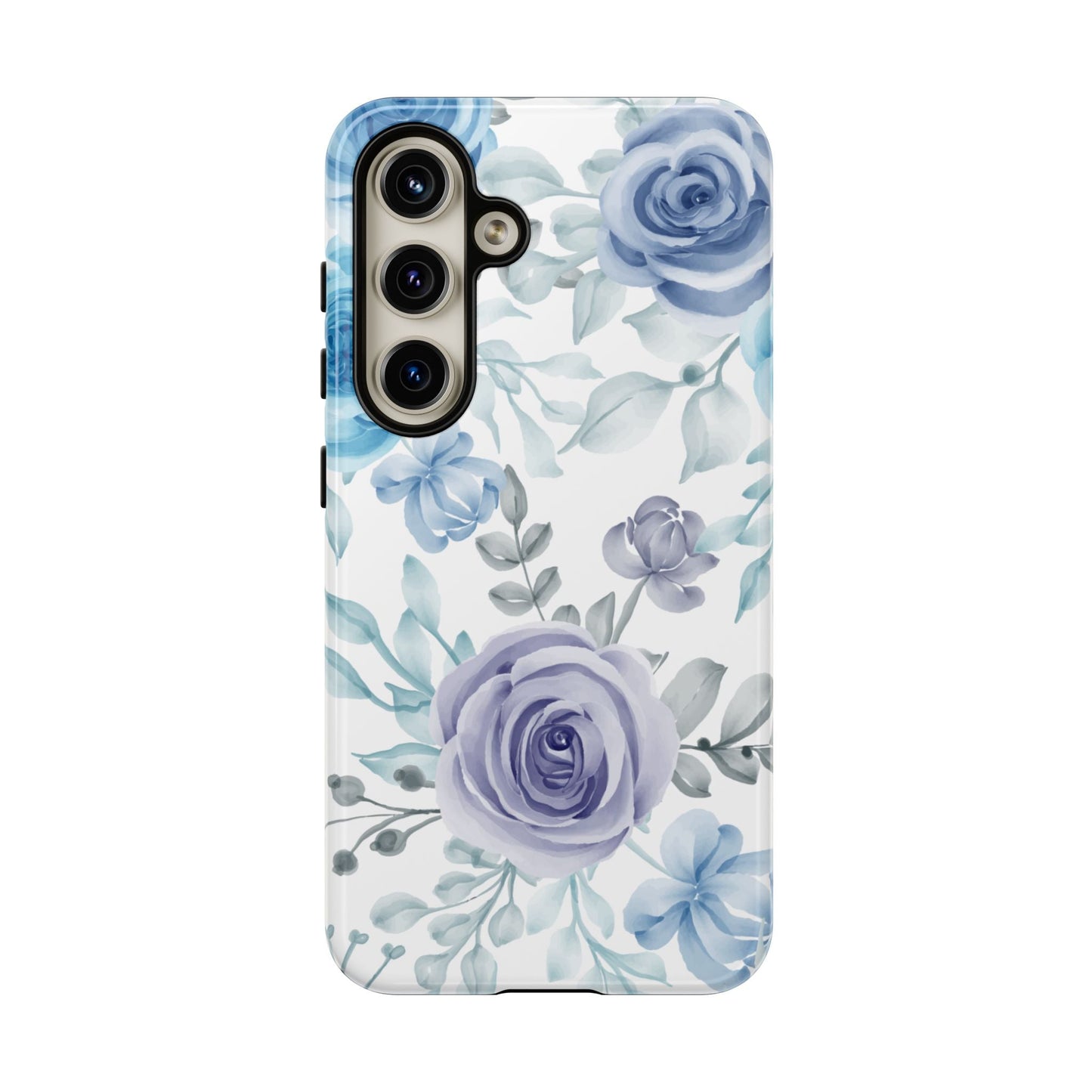 Elegant Blue & Violet Roses Samsung Galaxy Case – Artistic Floral Design for Stylish Protection - BOGO Cases