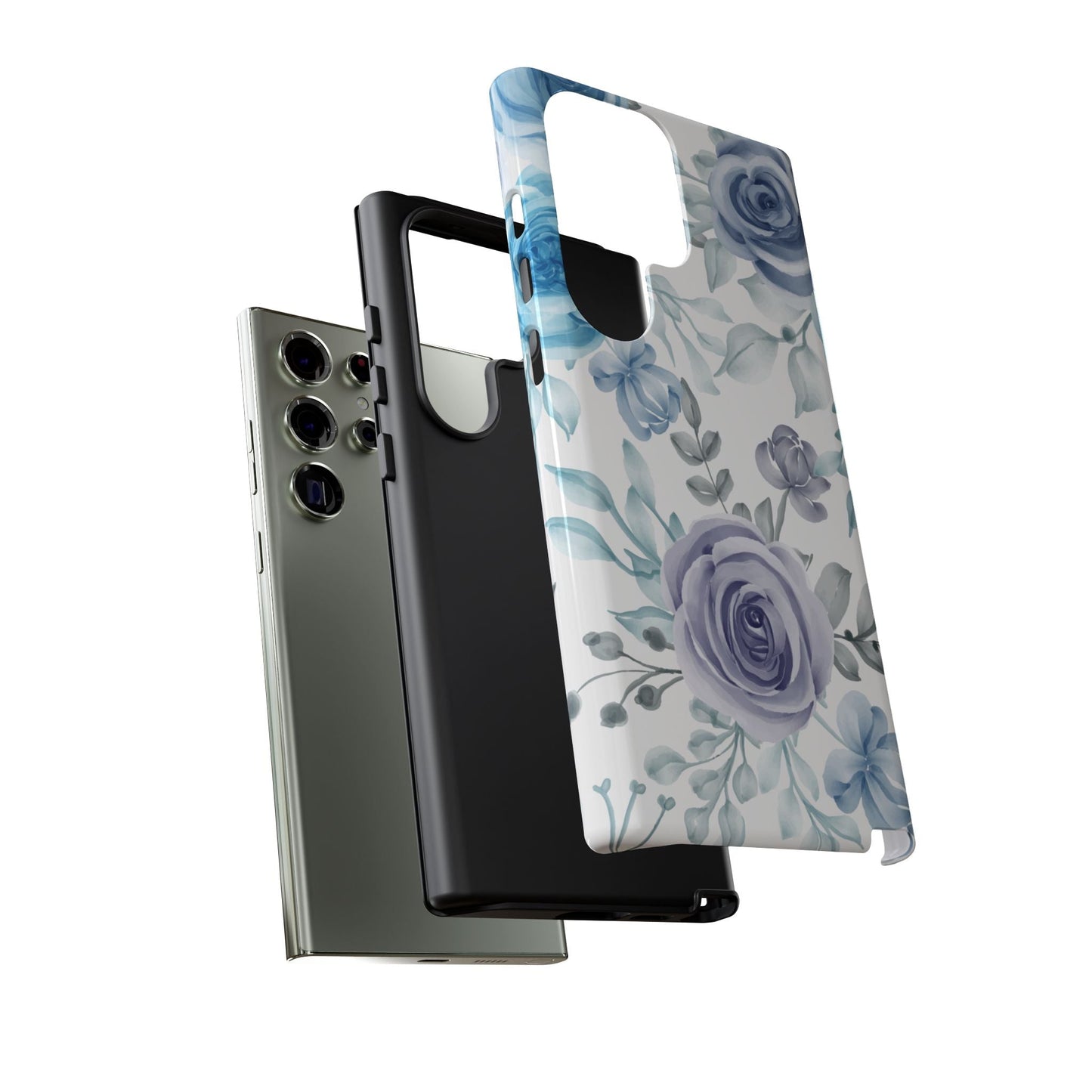 Elegant Blue & Violet Roses Samsung Galaxy Case – Artistic Floral Design for Stylish Protection - BOGO Cases