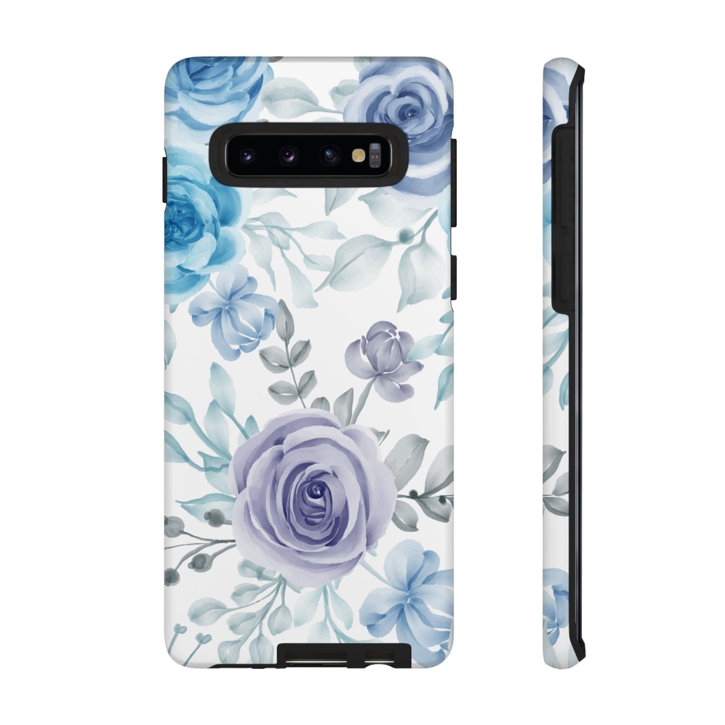 Elegant Blue & Violet Roses Samsung Galaxy Case – Artistic Floral Design for Stylish Protection - BOGO Cases