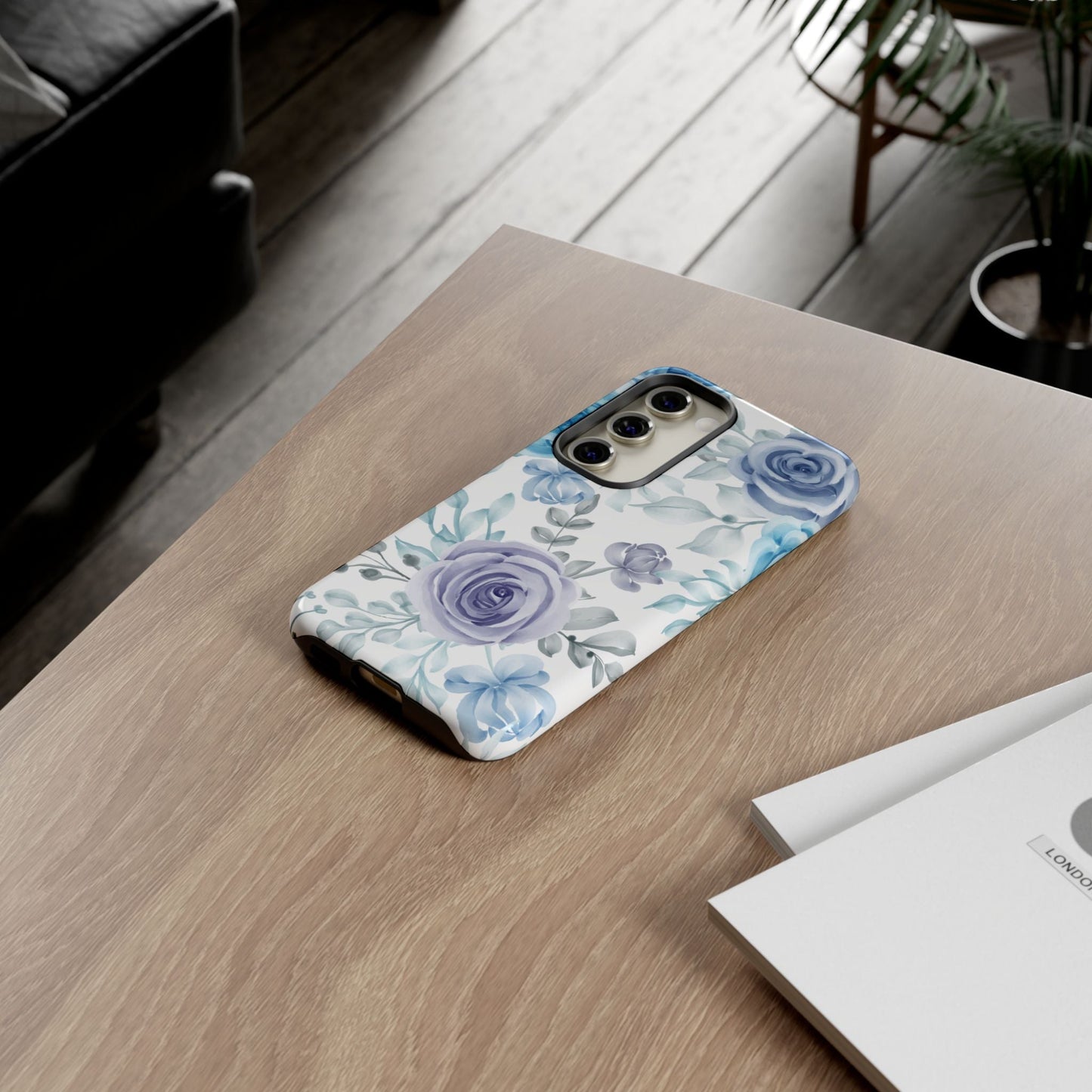 Elegant Blue & Violet Roses Samsung Galaxy Case – Artistic Floral Design for Stylish Protection - BOGO Cases