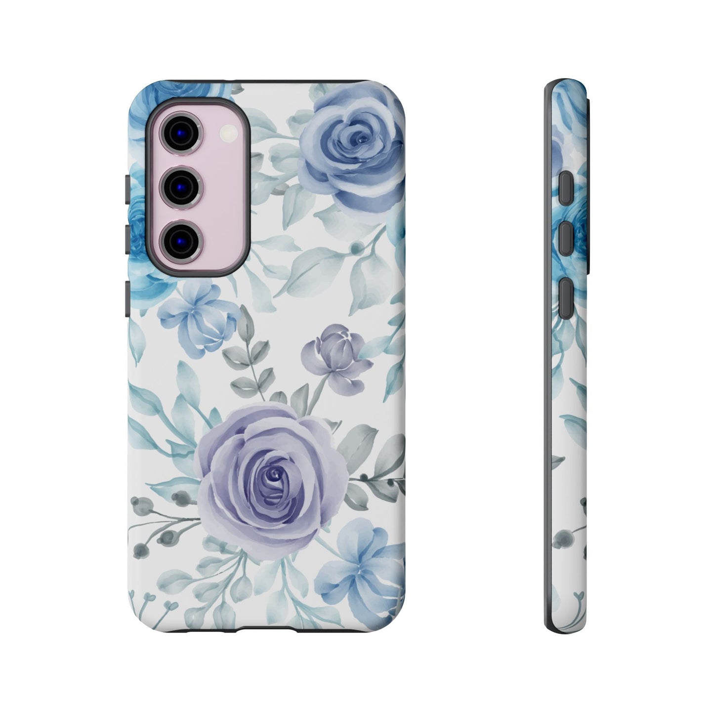 Elegant Blue & Violet Roses Samsung Galaxy Case – Artistic Floral Design for Stylish Protection - BOGO Cases