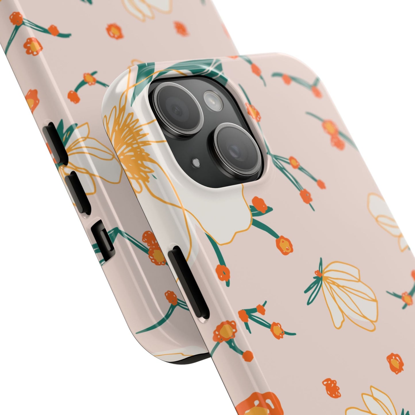 Elegant Magnolia Blossom Tough iPhone Case – Soft Blush Background, Shock - Resistant Design - BOGO Cases