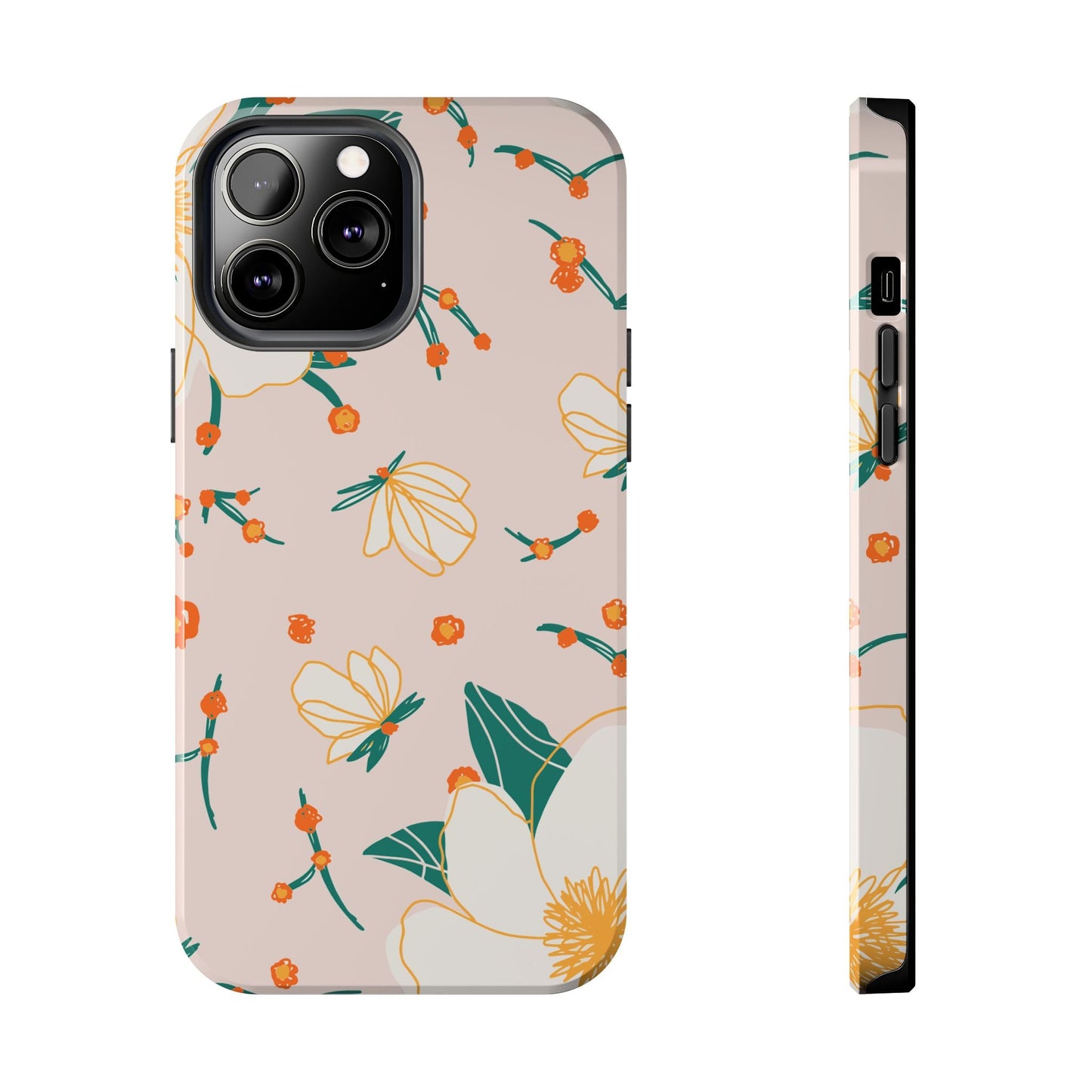 Elegant Magnolia Blossom Tough iPhone Case – Soft Blush Background, Shock - Resistant Design - BOGO Cases